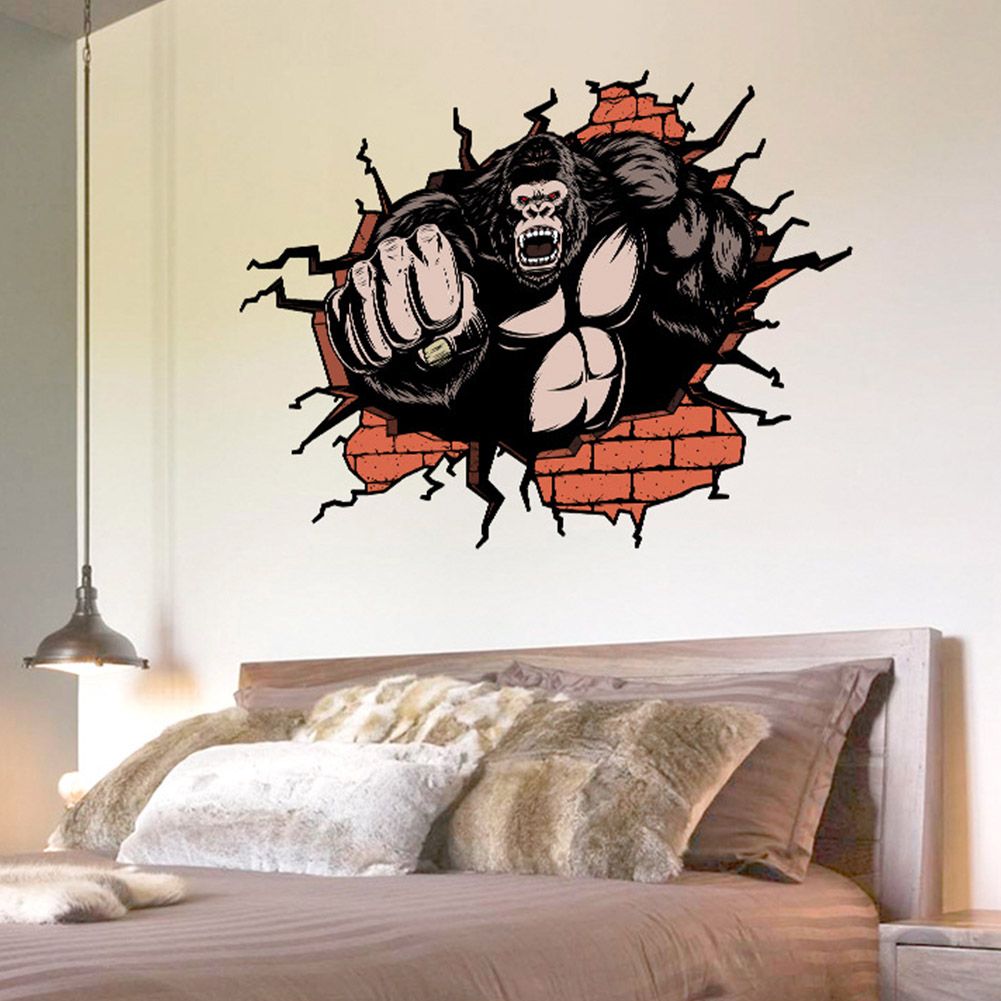 3D Stereo Chimp Wall Floor Stickers for Home Bedroom Backdrop Business Decoration view 8