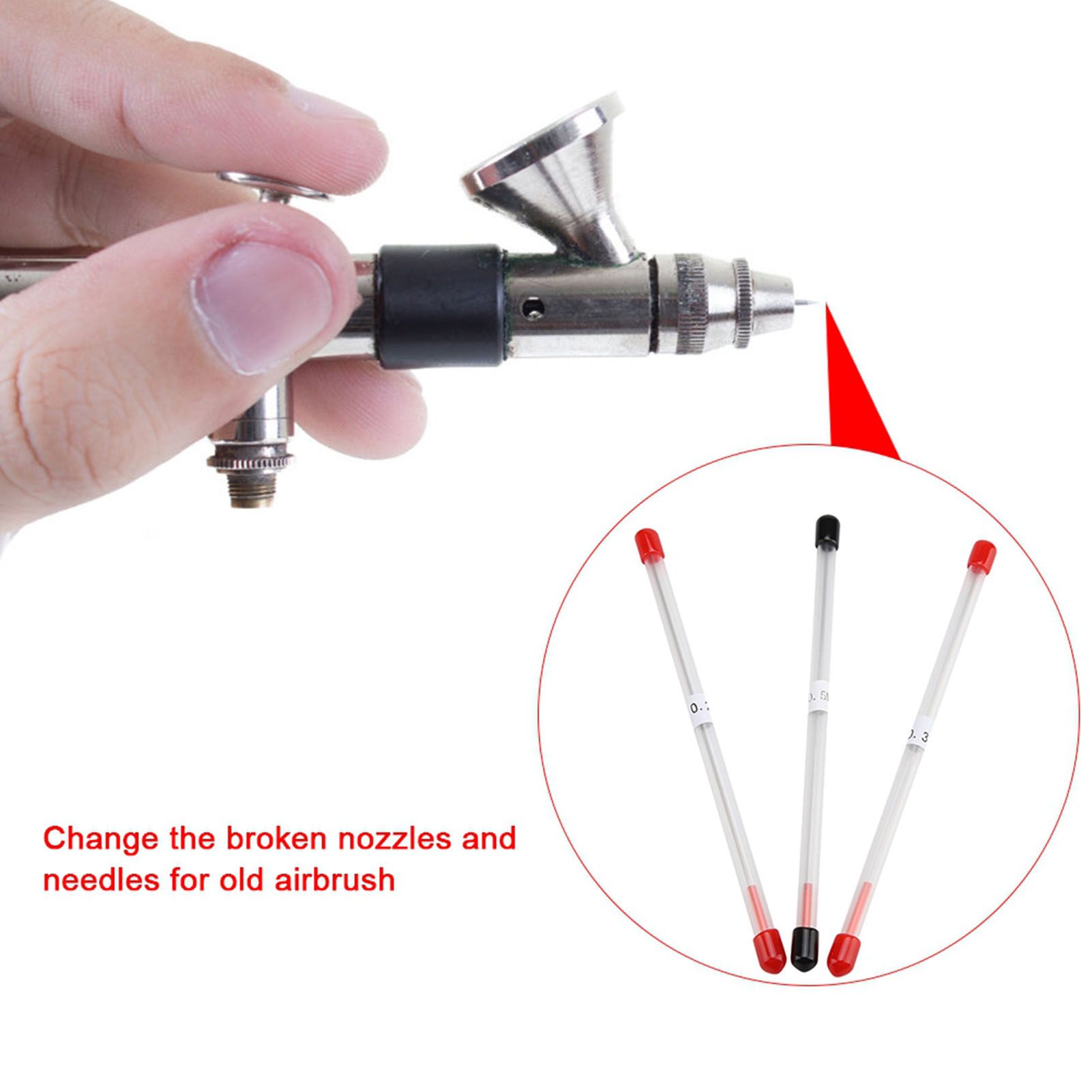 3Pcs 0.2mm 0.3mm 0.5mm Airbrush Needles Tips Replacement Accessories view 3