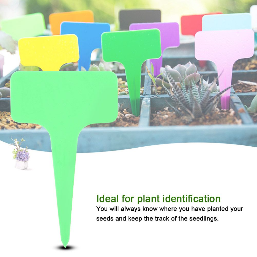 50 PCS Plastic Plant T Type Tag Markers Nursery Garden Lawn Labels Green view 3