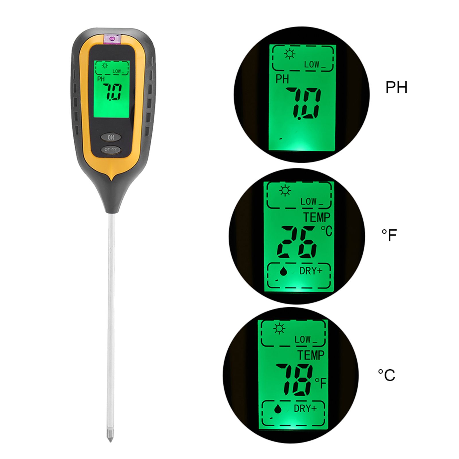 4 In 1 LCD Moisture Temperature Sunlight PH Tester Meter Garden Soil view 3