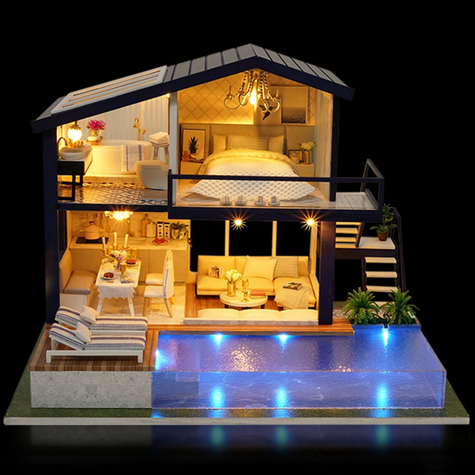 Wooden Miniature Assembling Decorative Ornament House for Kid Child (Without view 4