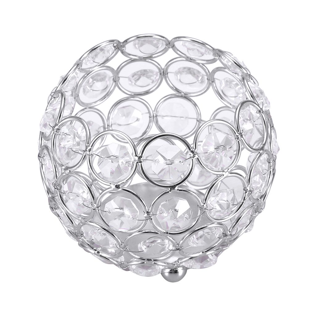 Crystal Tea Light Candle Holders Wedding Decor Table Centerpieces (Silver — image 1