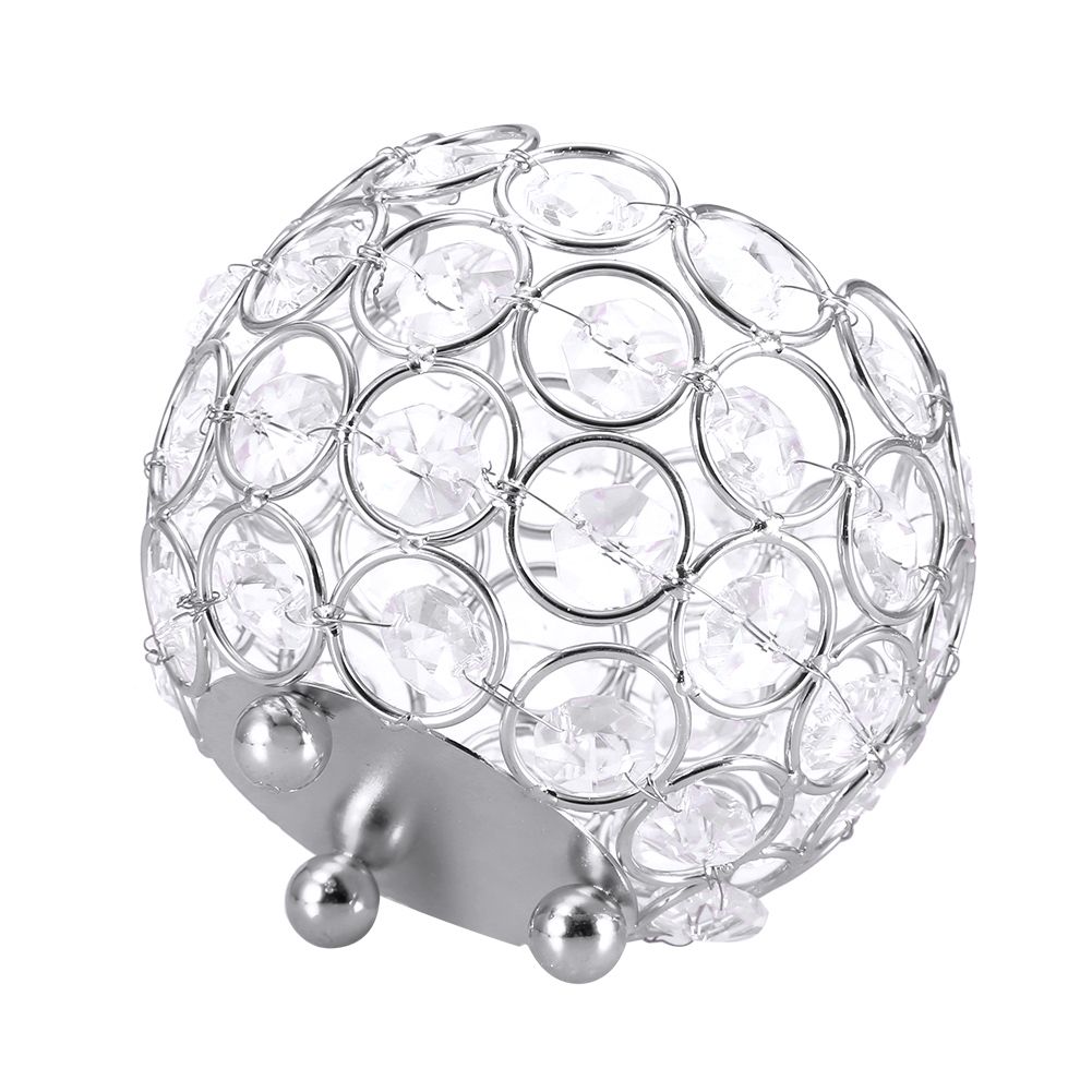 Crystal Tea Light Candle Holders Wedding Decor Table Centerpieces (Silver view 4