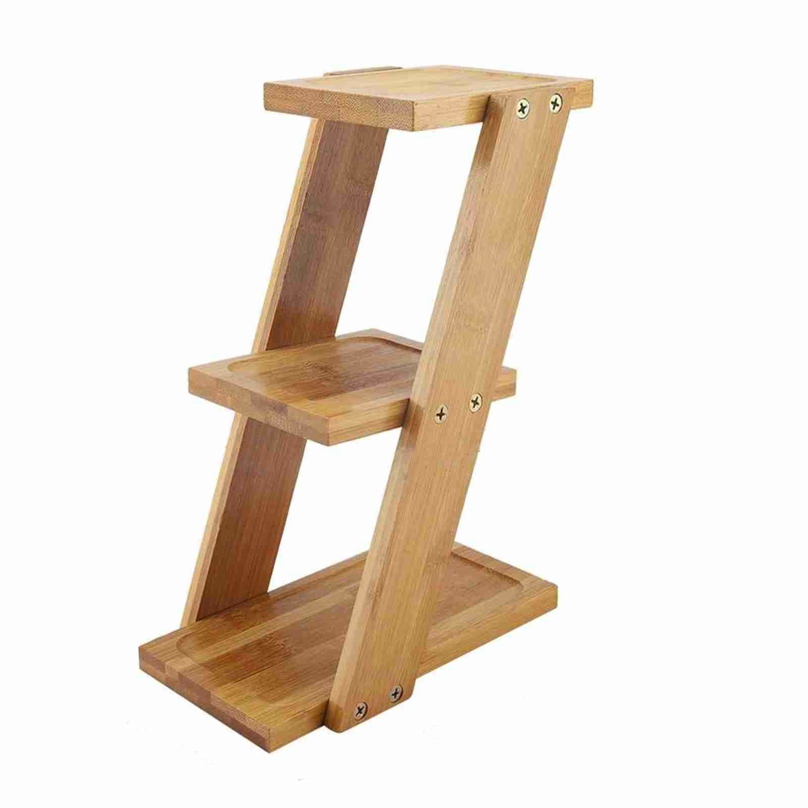3 Tiers Bamboo Desktop Potted Plant Flower Holder Storage Rack Shelf view 2