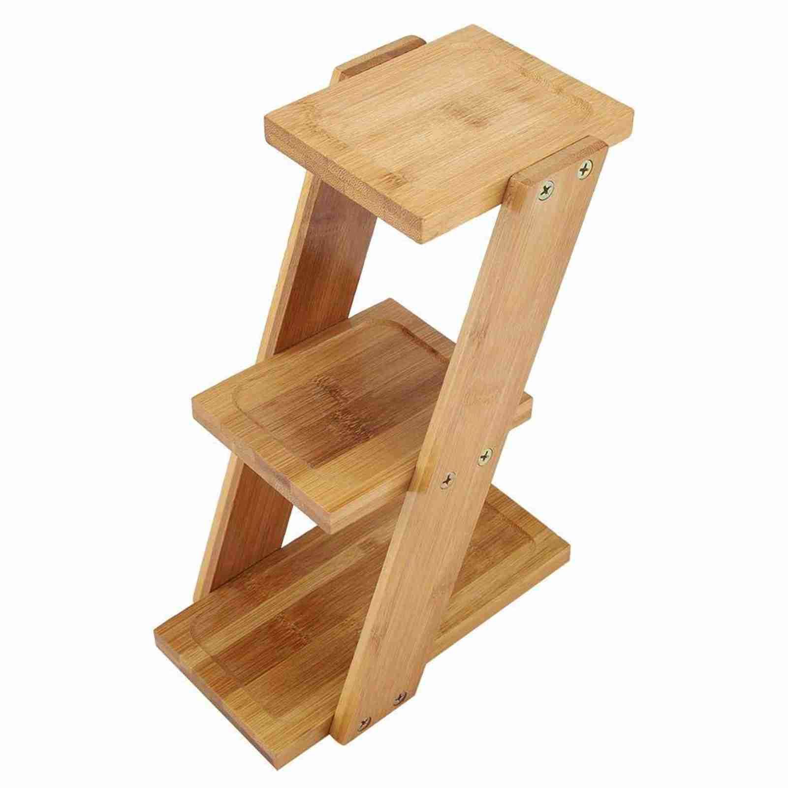 3 Tiers Bamboo Desktop Potted Plant Flower Holder Storage Rack Shelf view 11