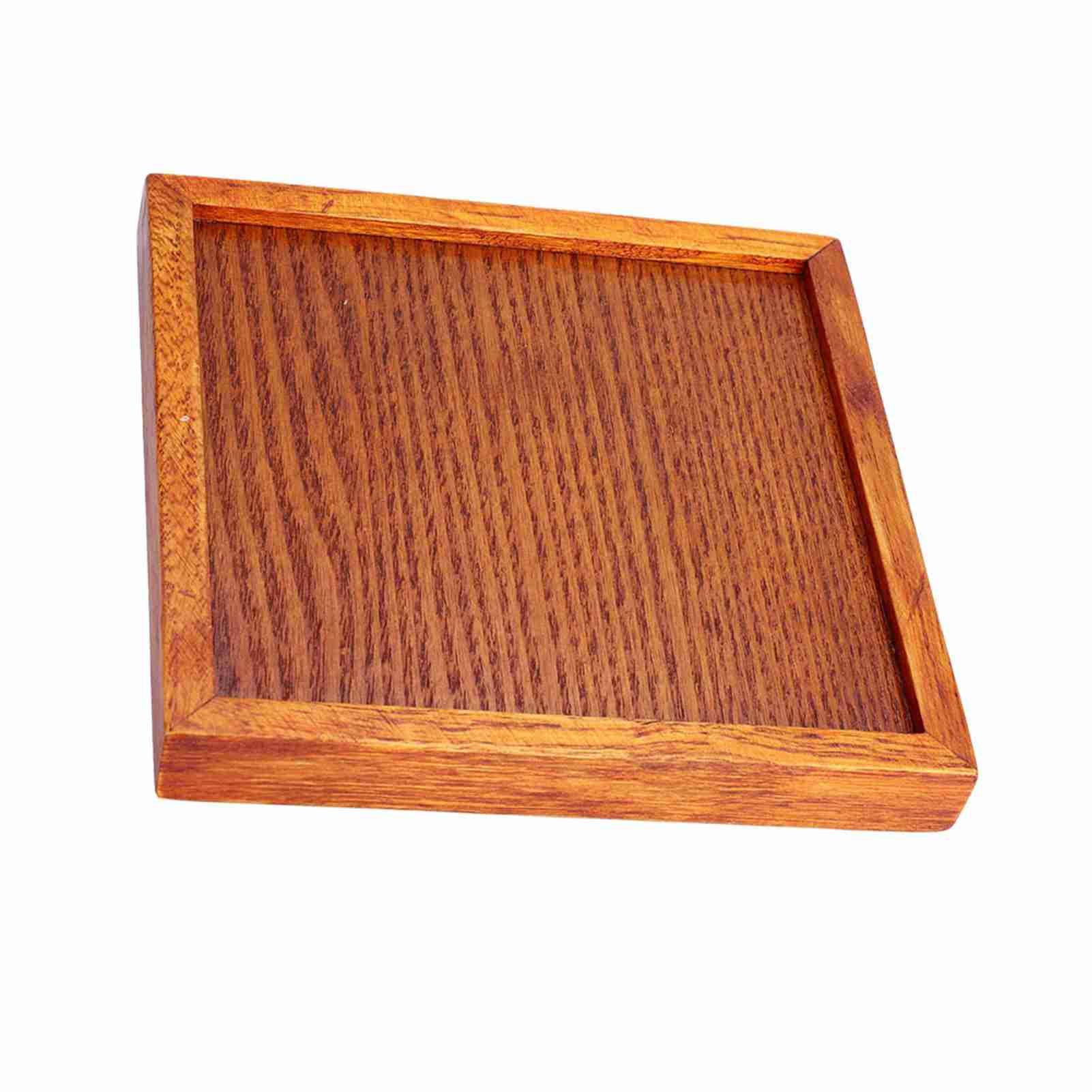 Small Portable Square Shape Solid Wood Tea Coffee Snack Dinning Serving Tray view 12