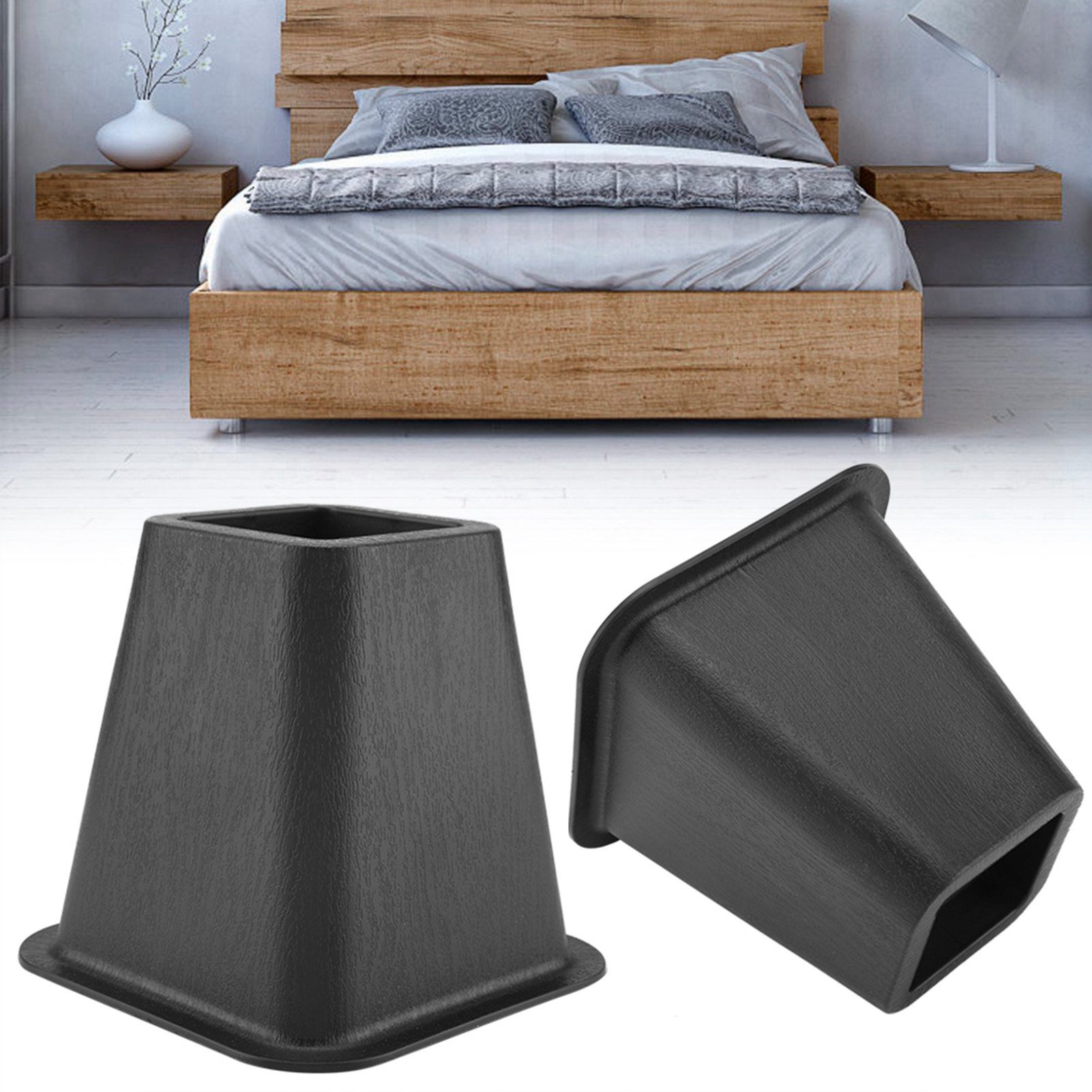 Black Furniture Raisers Set of 4 For Bed Chair Desk Table view 9