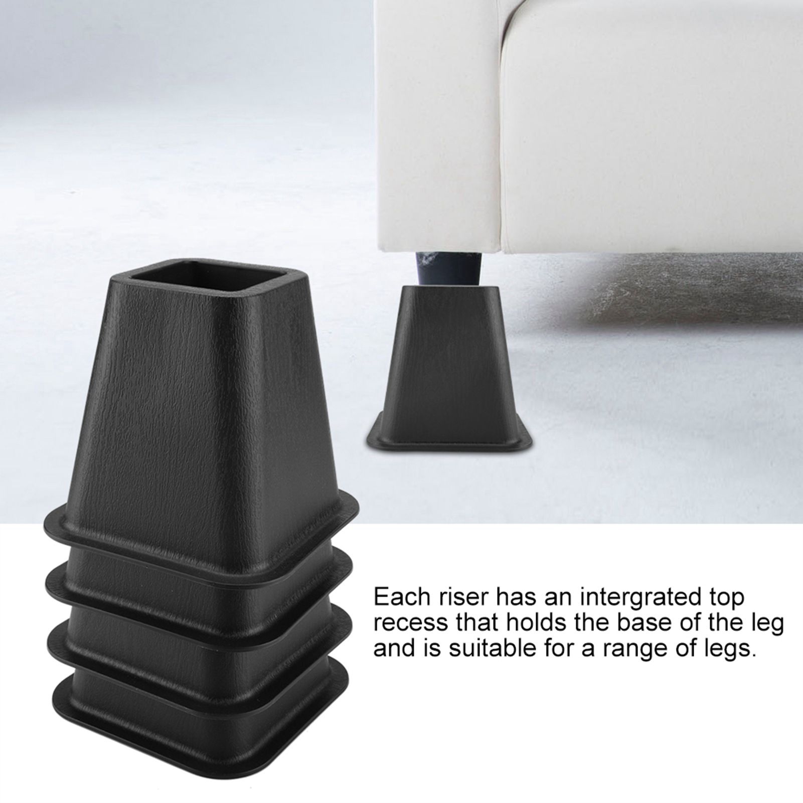 Black Furniture Raisers Set of 4 For Bed Chair Desk Table view 10