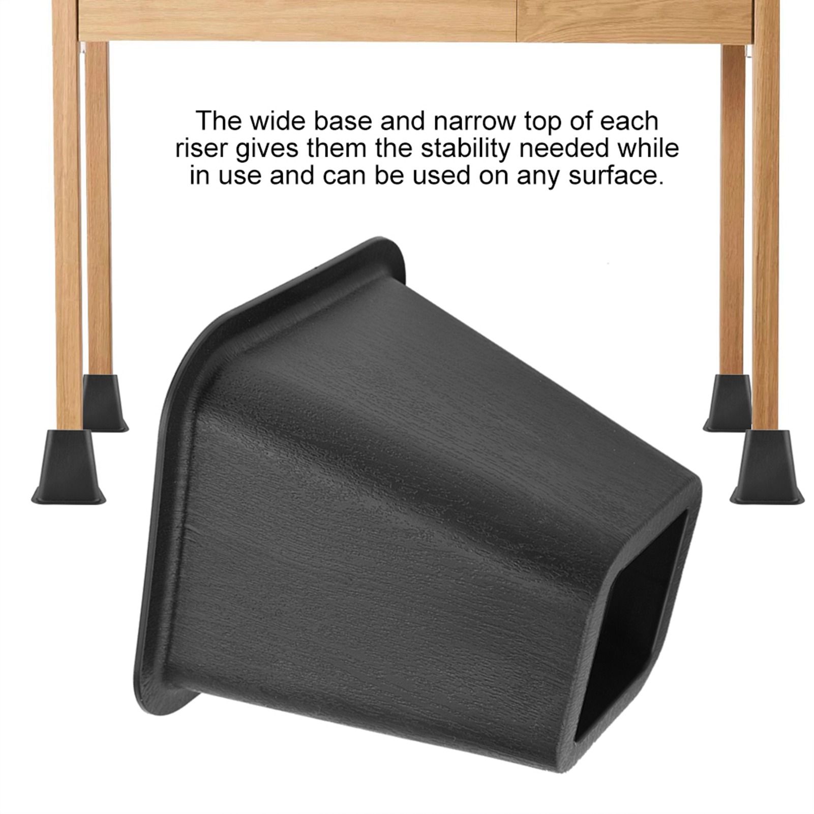 Black Furniture Raisers Set of 4 For Bed Chair Desk Table view 11