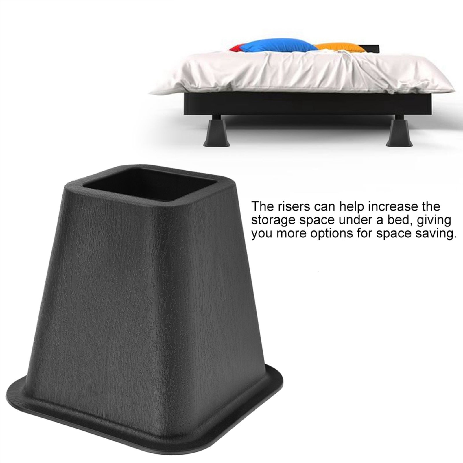 Black Furniture Raisers Set of 4 For Bed Chair Desk Table view 12
