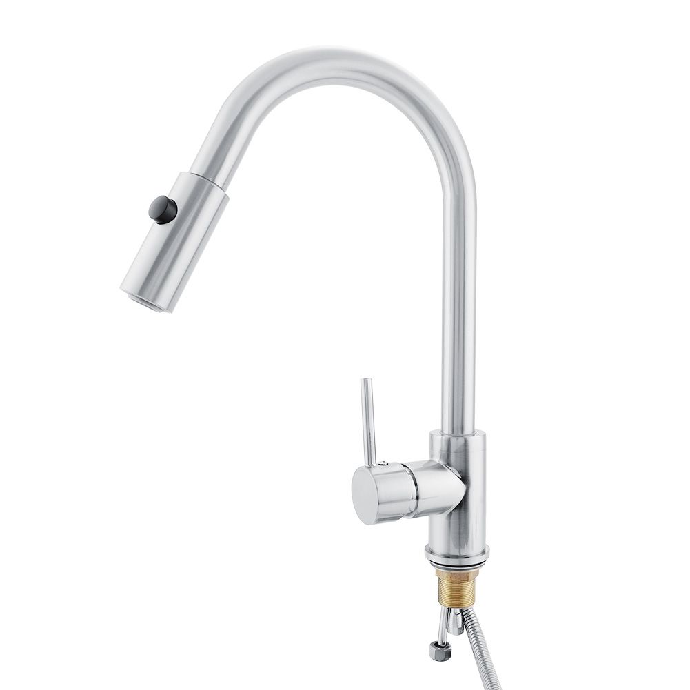 Brass Single Handle Pull Down Brushed Nickel Kitchen Sink Faucet( G3/8") — image 1