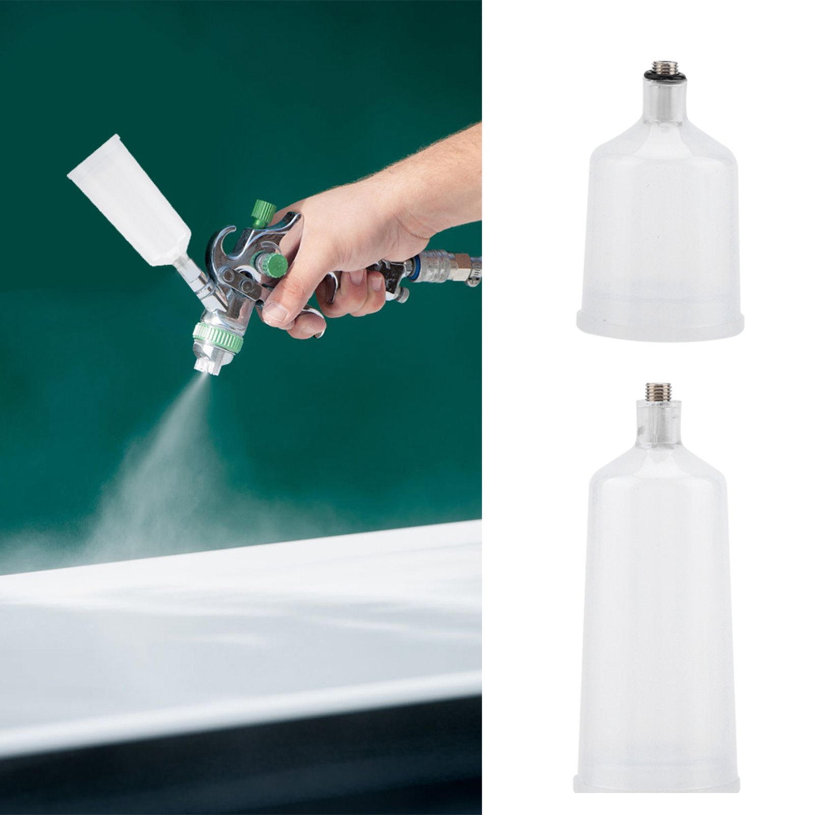 2PCS / Set Plastic Spray Paint Gun Airbrush Cup Pot Fastmover Threaded