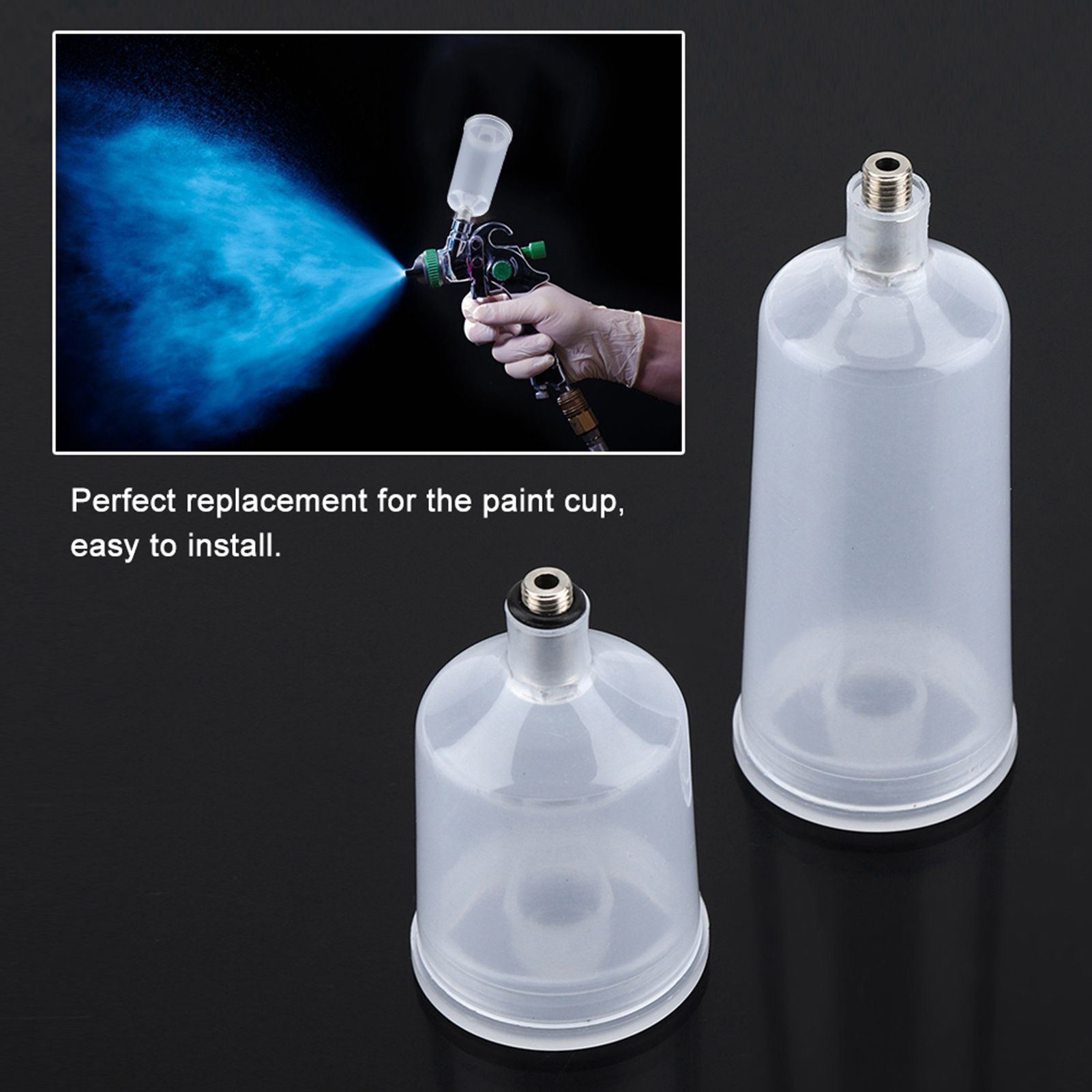 2PCS / Set Plastic Spray Paint Gun Airbrush Cup Pot Fastmover Threaded view 4