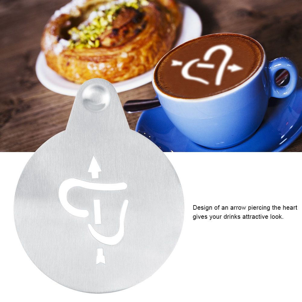 Coffee Decorating Stencil Latte Art Stencils Stainless Steel Coffee Cappuccino view 7