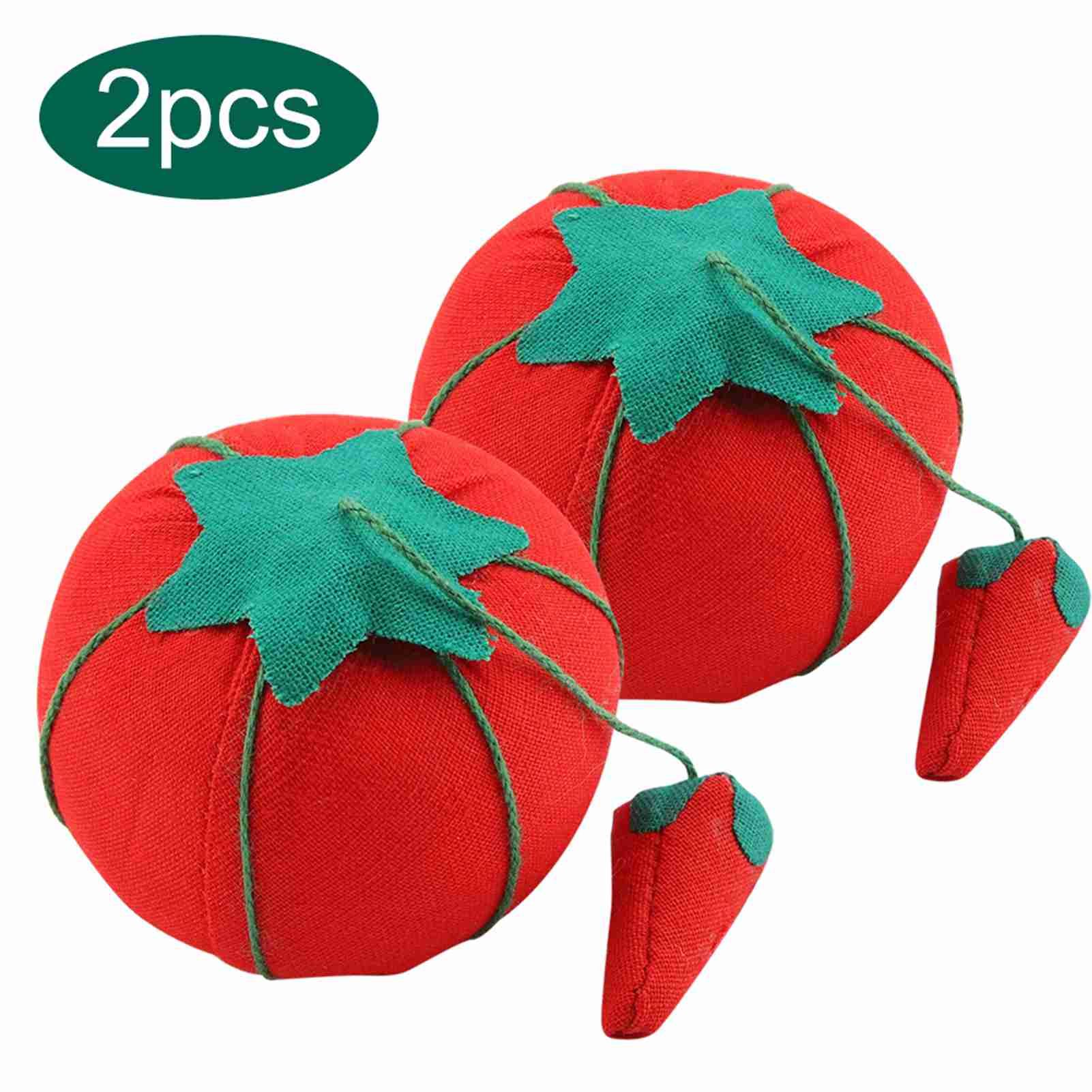 2Pcs/Set Cute Tomato Ball Shape Needle Pincushion Pin Cushion Holder view 2