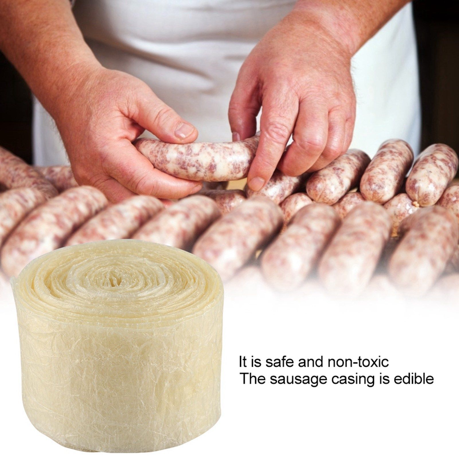 2-layered Edible Drying Sausage Casing for Flavorous Homemade Sausages Ham 8m view 5