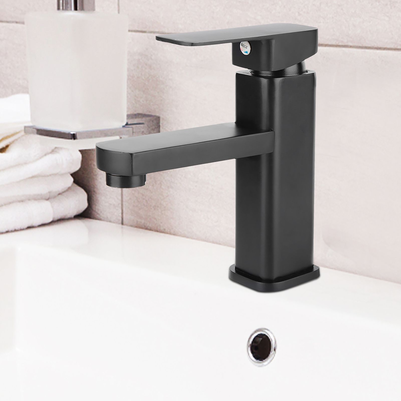 Basin Faucet Single Hole Sink Cold Hot Mixer Water Tap Waterfall Modern Faucets view 3