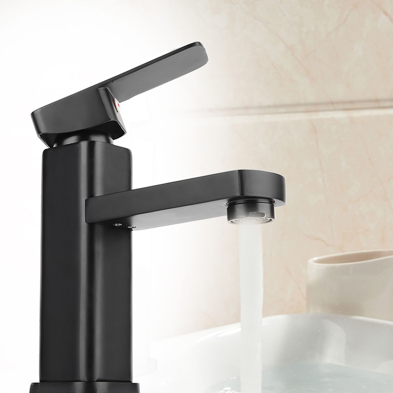 Basin Faucet Single Hole Sink Cold Hot Mixer Water Tap Waterfall Modern Faucets view 5