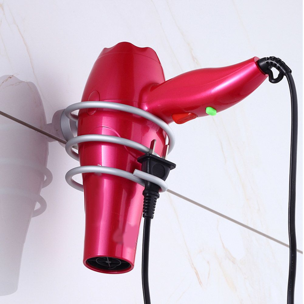 Aluminium Alloy Wall Mount Hair Dryer Holder Storage Rack Bathroom Organizer Shelf view 5