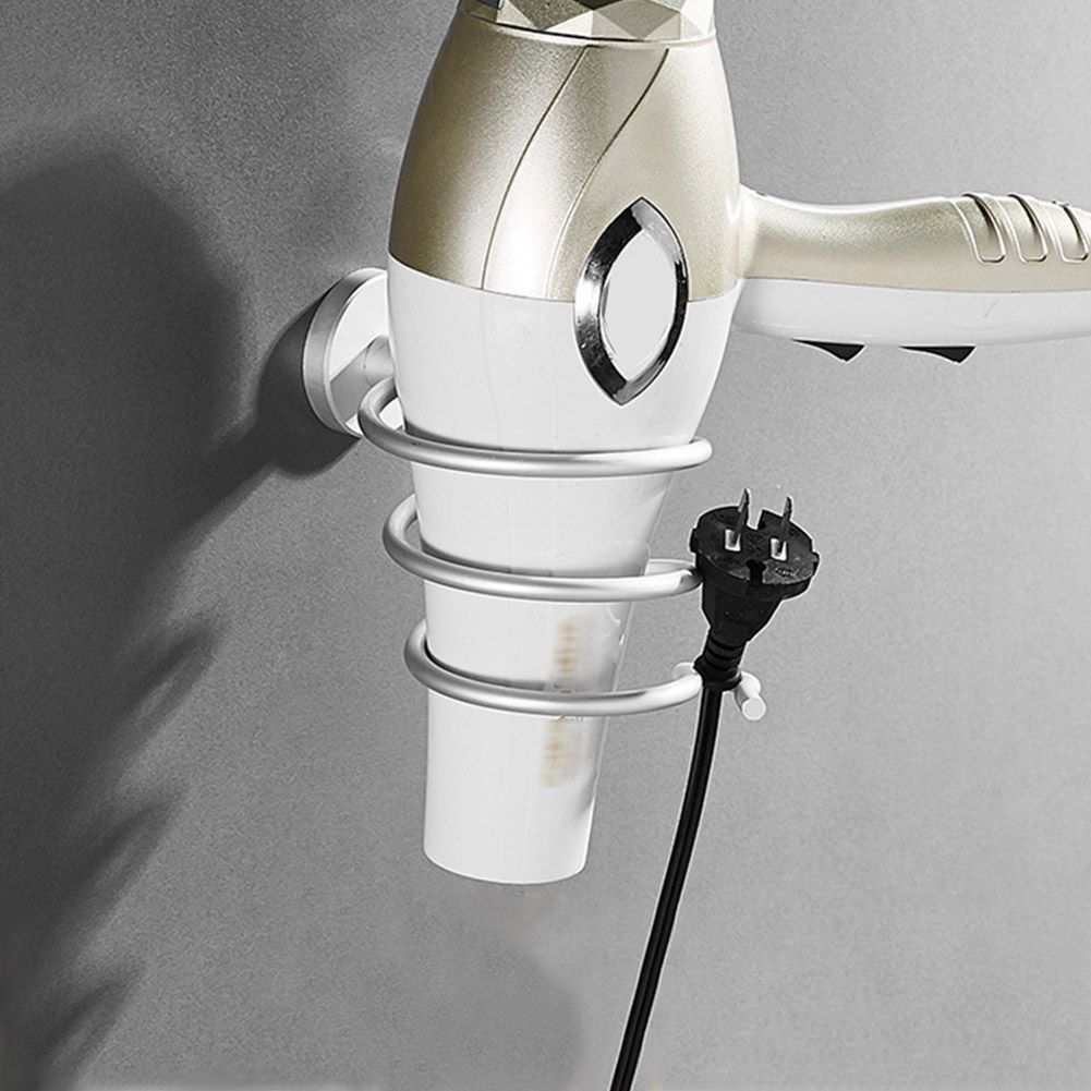 Aluminium Alloy Wall Mount Hair Dryer Holder Storage Rack Bathroom Organizer Shelf view 6