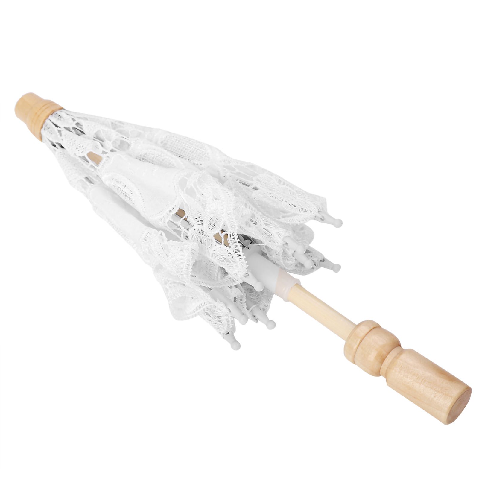 Handmade Lace Flower Embroidery Parasol Wedding Bride Photography Umbrella White S view 4