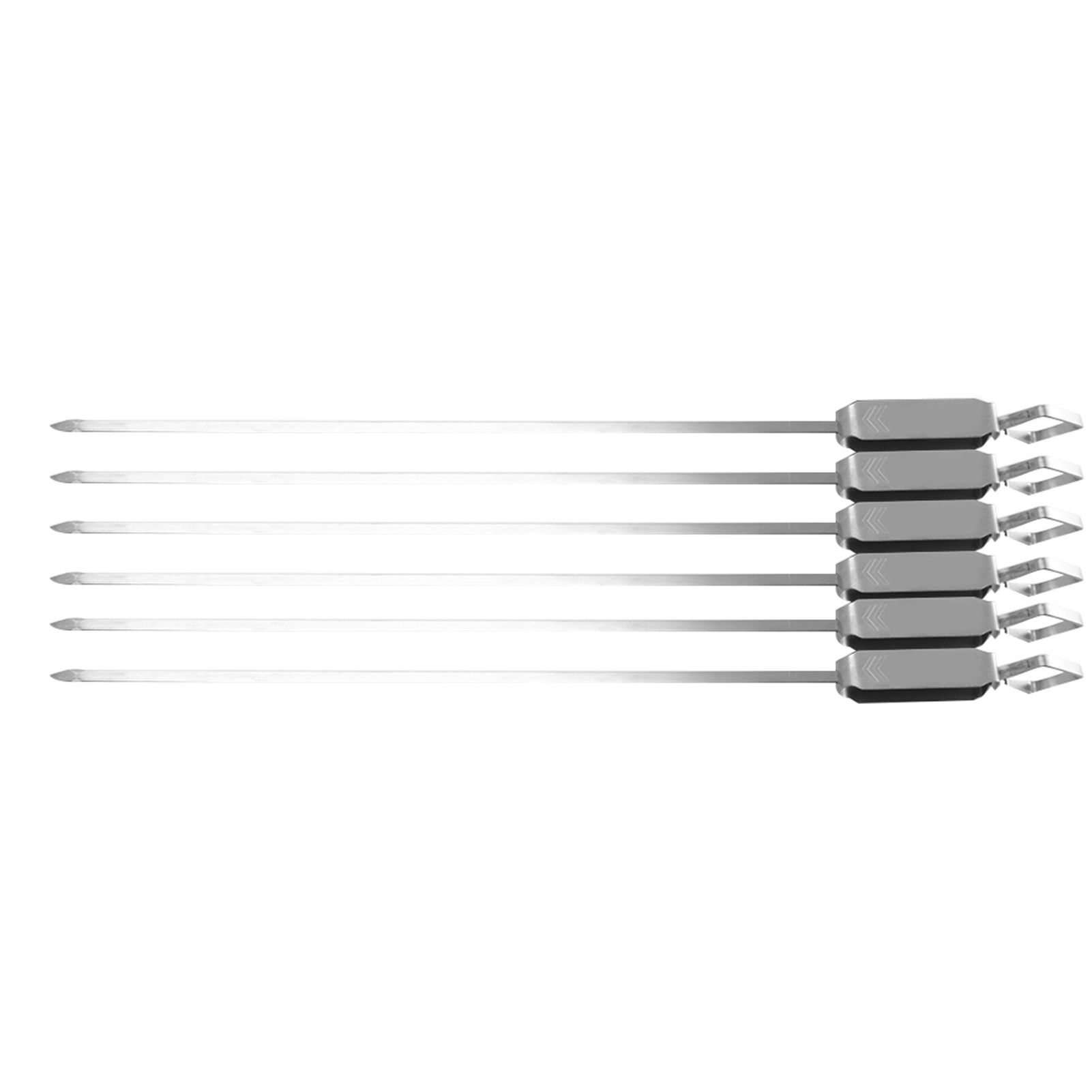 6PCS Long BBQ Barbecue Sliding Grilling Cooking Stainless Steel Kebab Flat Skewers view 3