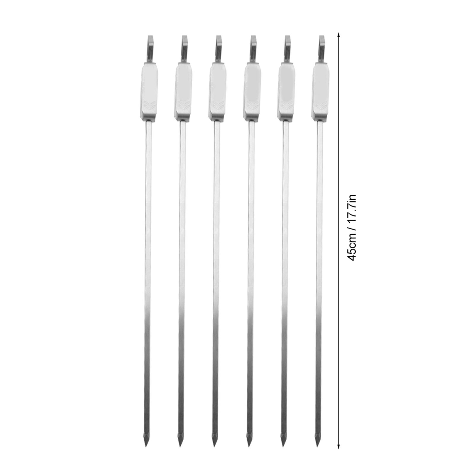 6PCS Long BBQ Barbecue Sliding Grilling Cooking Stainless Steel Kebab Flat Skewers view 8