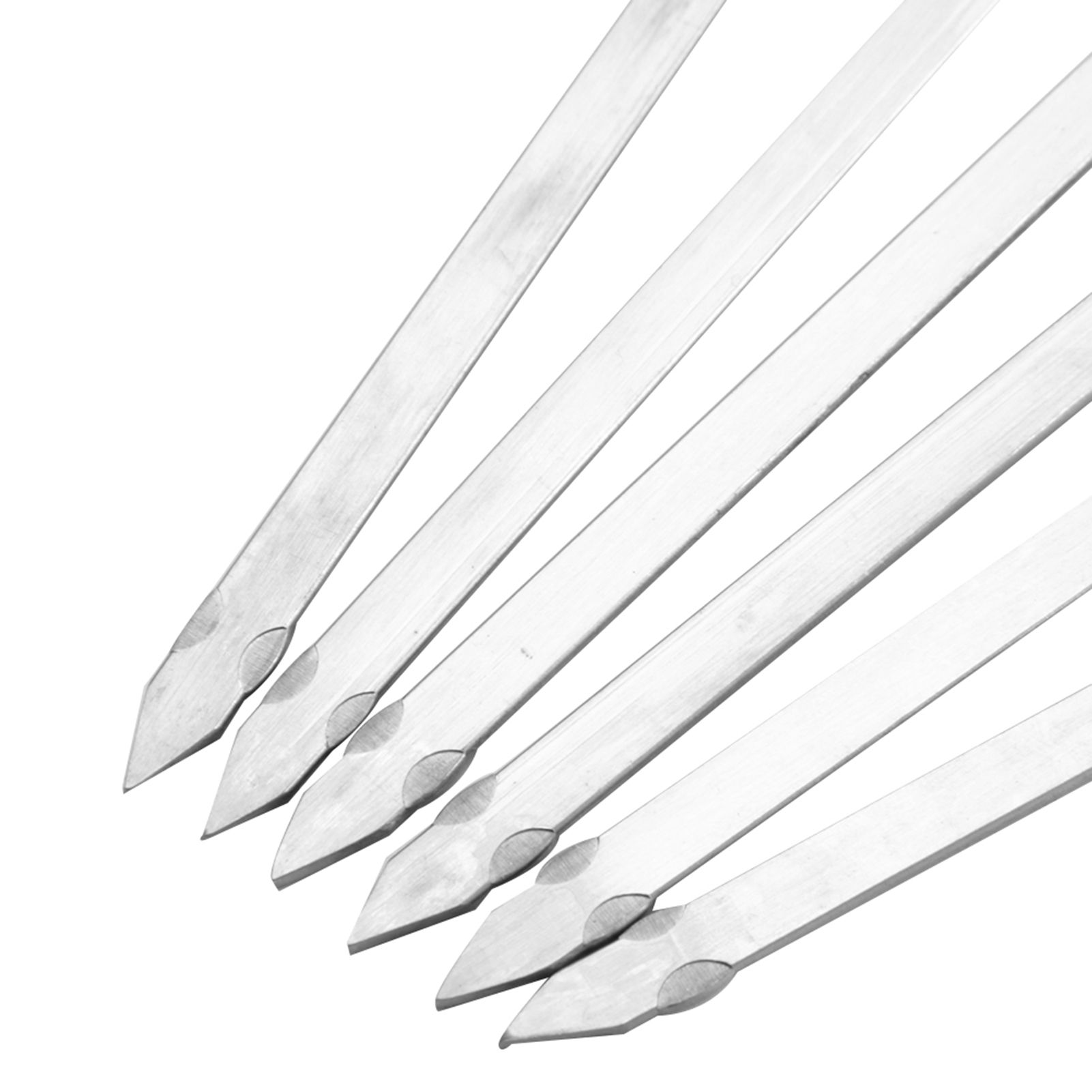 6PCS Long BBQ Barbecue Sliding Grilling Cooking Stainless Steel Kebab Flat Skewers view 10