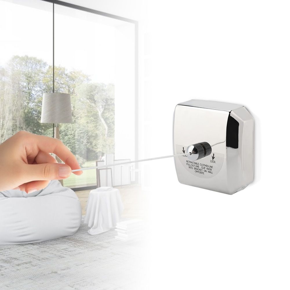 Square Stainless Steel Retractable Clothes Line Indoor Laundry Single Clothesline view 6