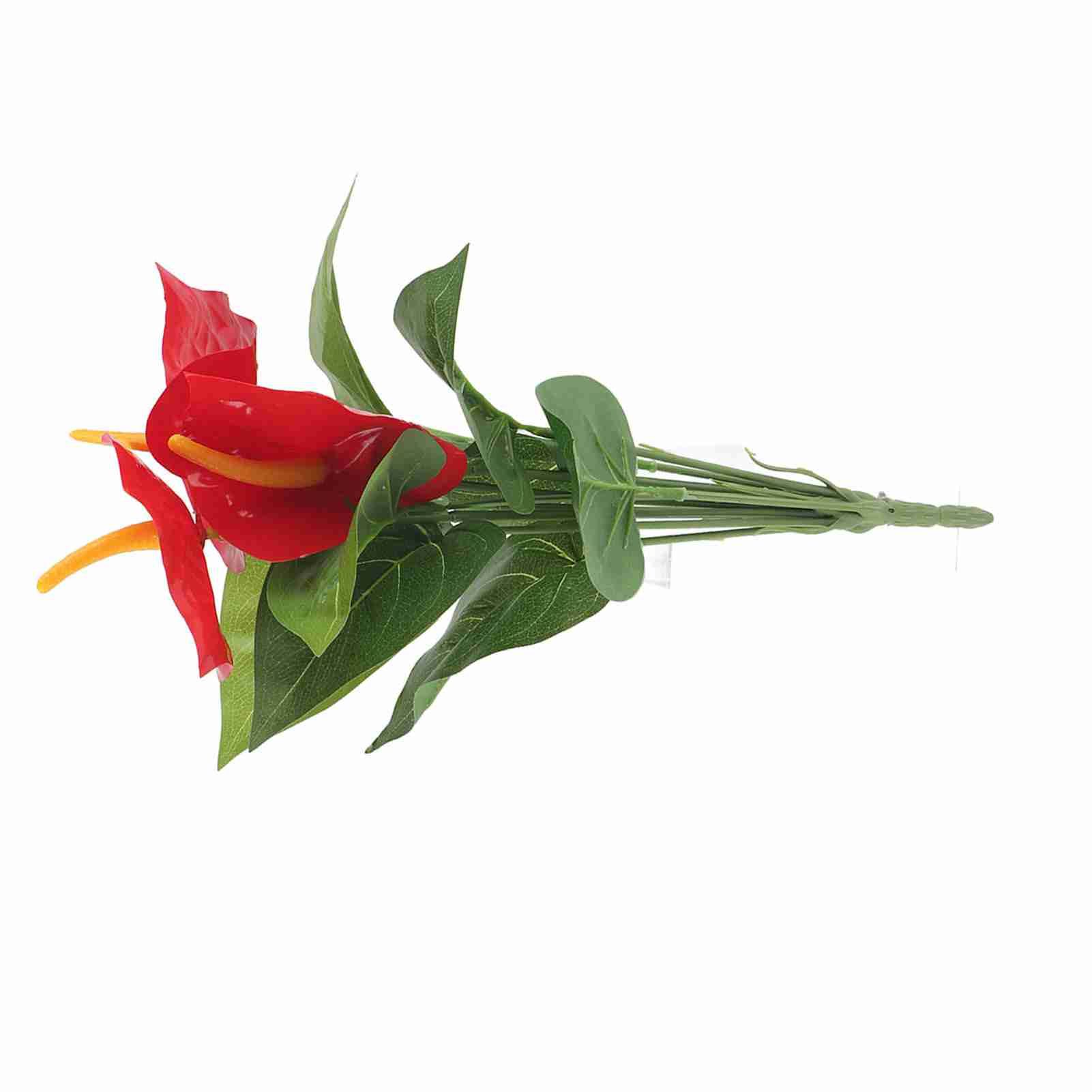 Plastic Artificial Plant Fake Red Anthurium Flowers Bouquet Wedding Home view 4