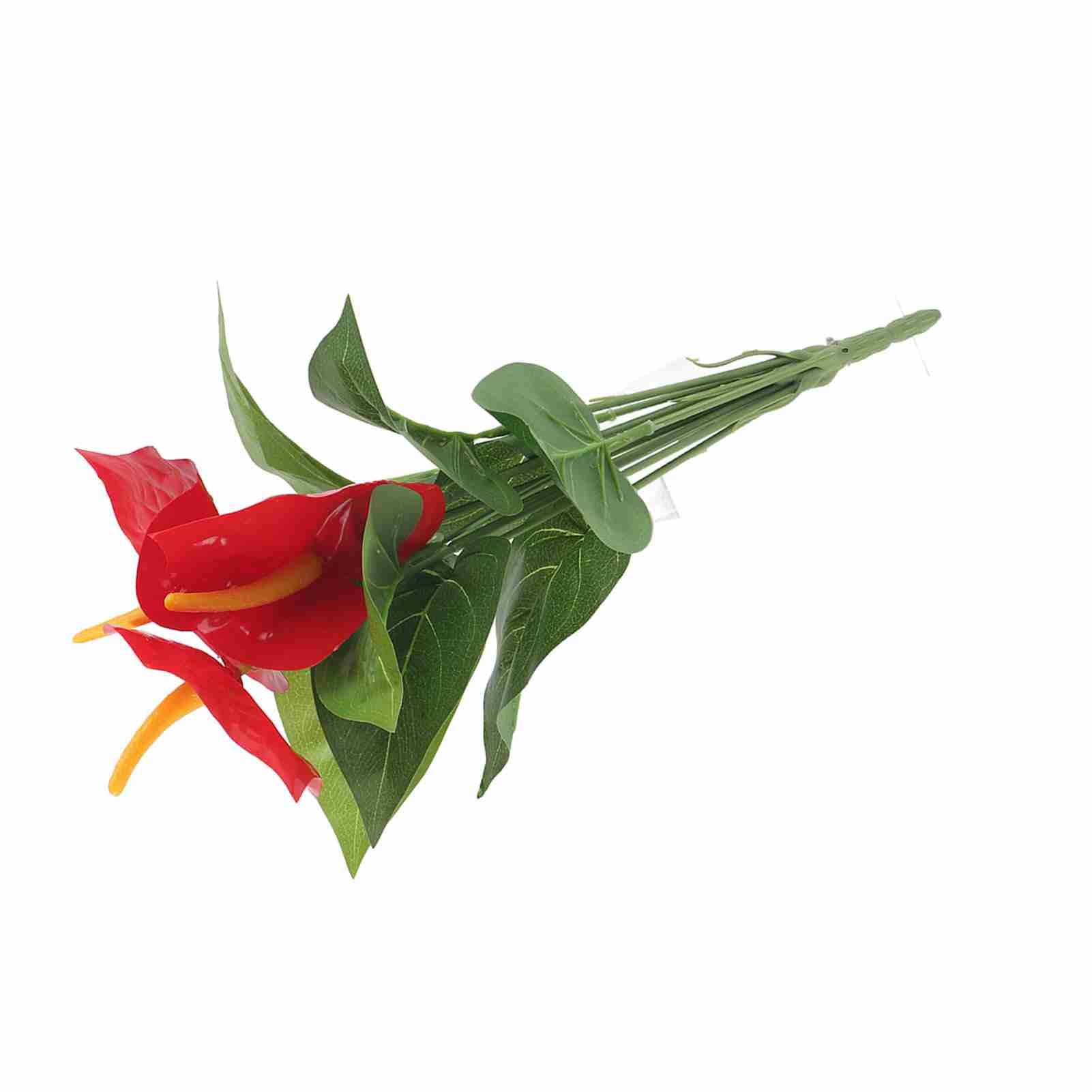 Plastic Artificial Plant Fake Red Anthurium Flowers Bouquet Wedding Home view 5