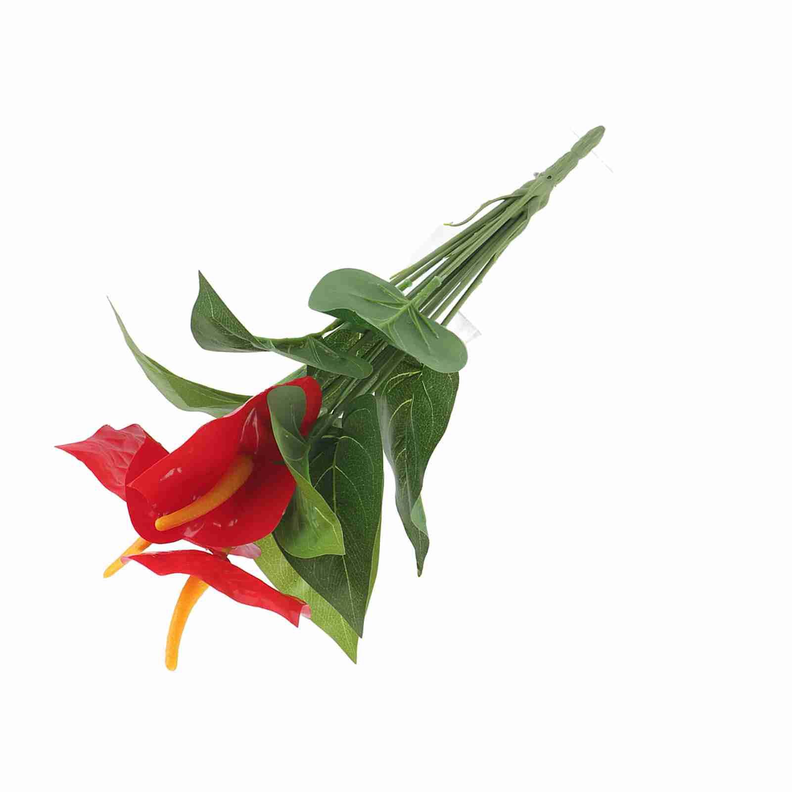 Plastic Artificial Plant Fake Red Anthurium Flowers Bouquet Wedding Home view 6