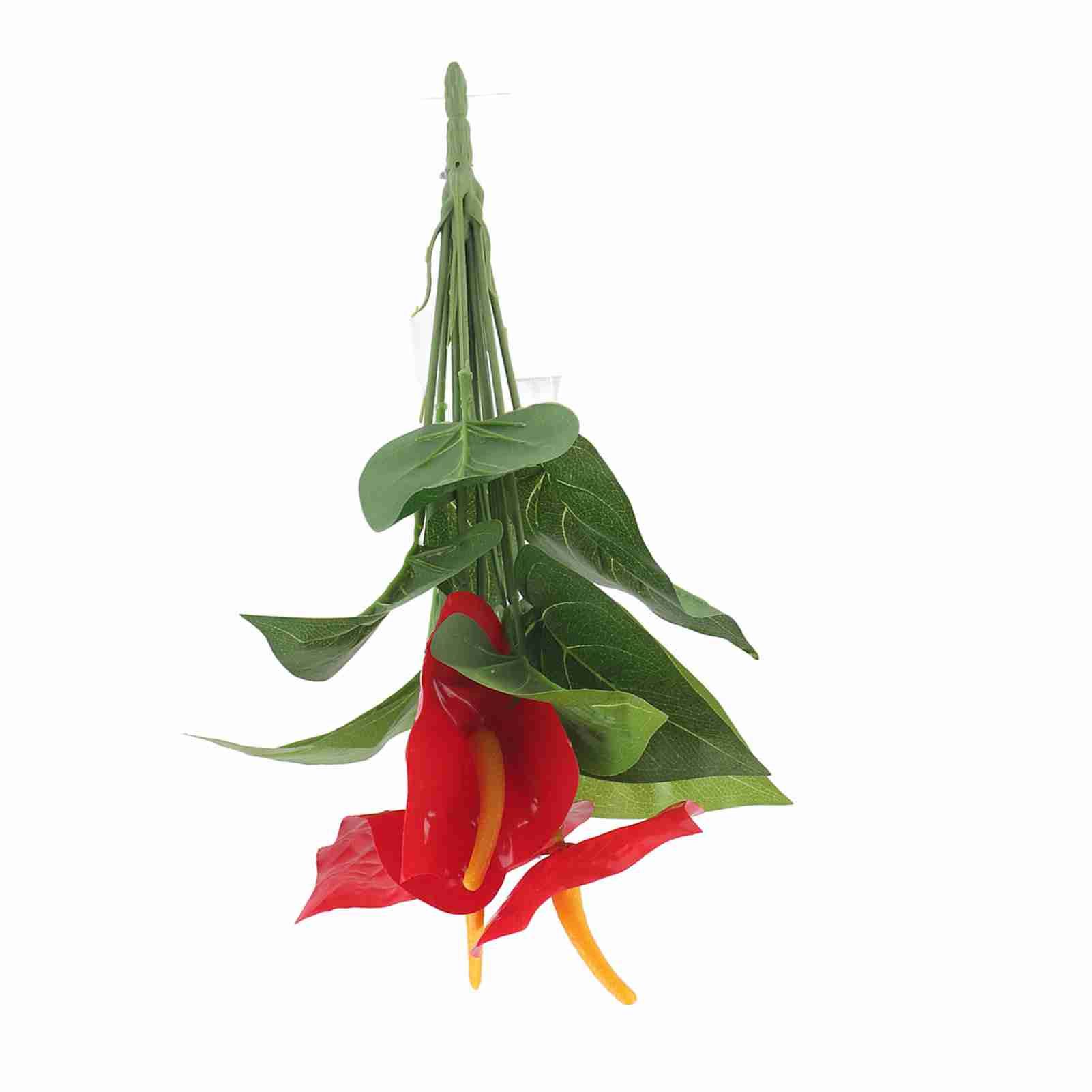 Plastic Artificial Plant Fake Red Anthurium Flowers Bouquet Wedding Home view 8