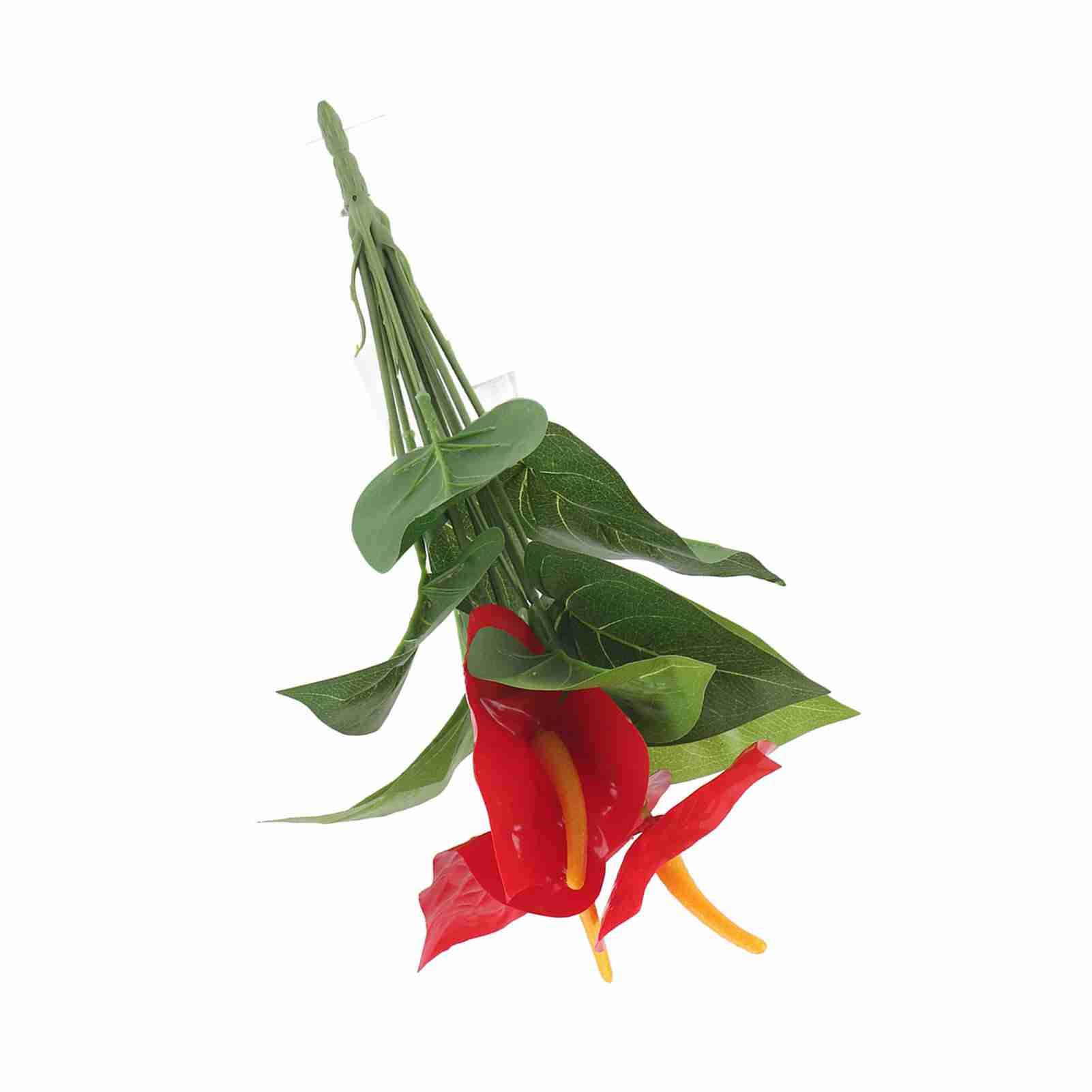 Plastic Artificial Plant Fake Red Anthurium Flowers Bouquet Wedding Home view 9