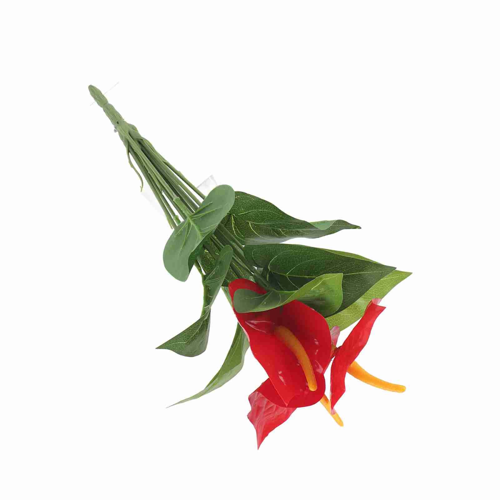 Plastic Artificial Plant Fake Red Anthurium Flowers Bouquet Wedding Home view 10