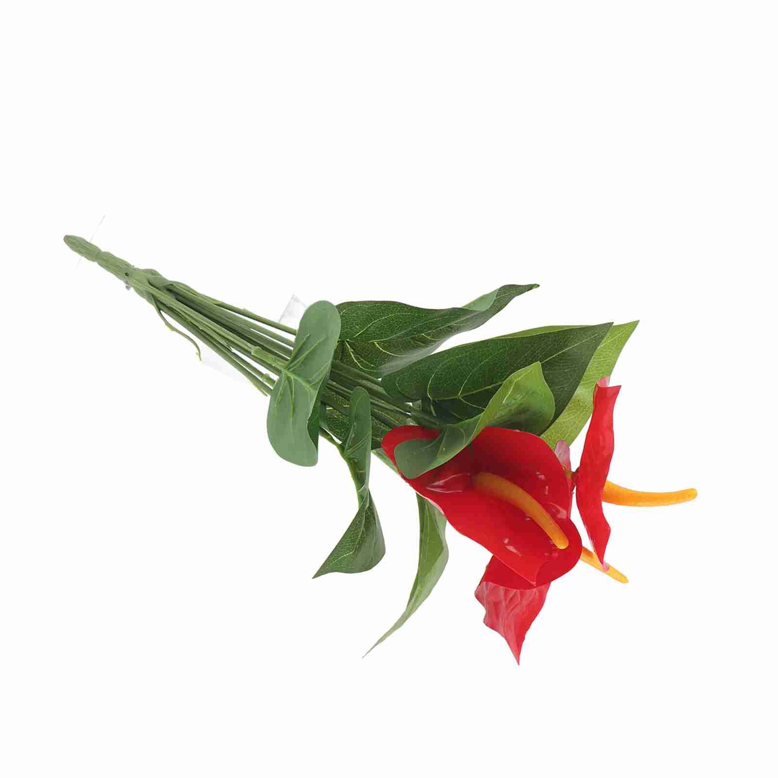 Plastic Artificial Plant Fake Red Anthurium Flowers Bouquet Wedding Home view 11