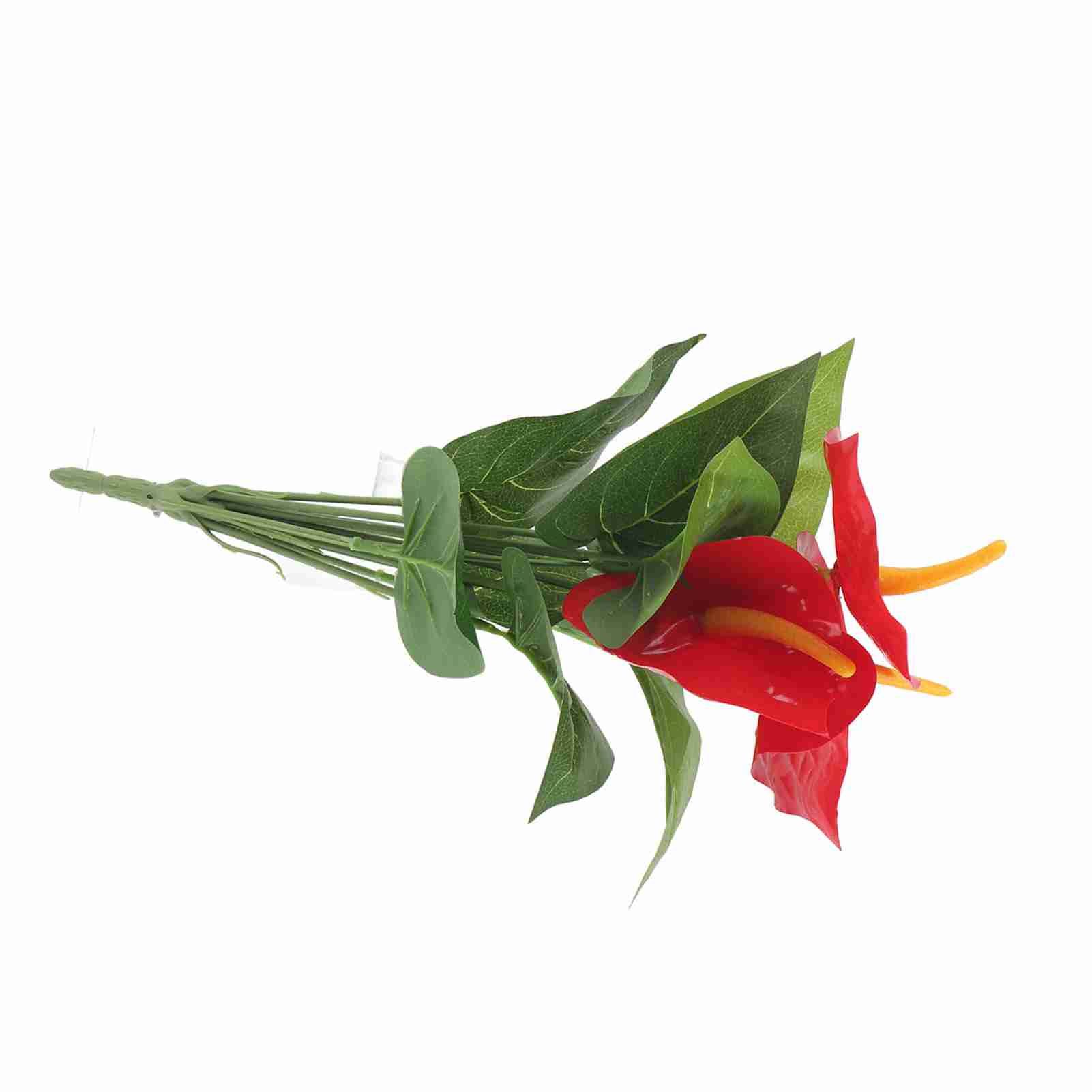 Plastic Artificial Plant Fake Red Anthurium Flowers Bouquet Wedding Home view 12