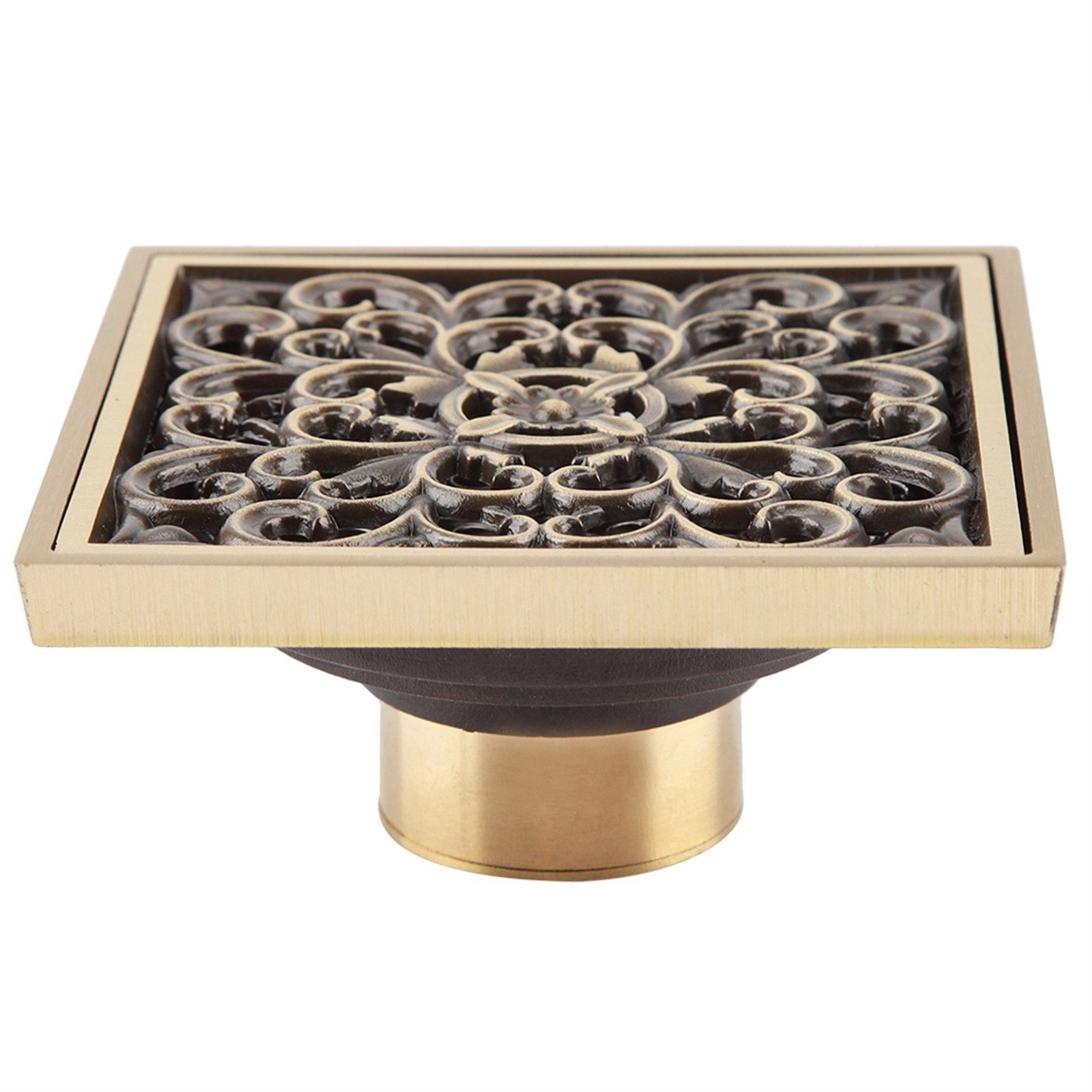Antique Brass 10cm Shower Floor Drain Bathroom Waste Drain Strainer Cover view 12