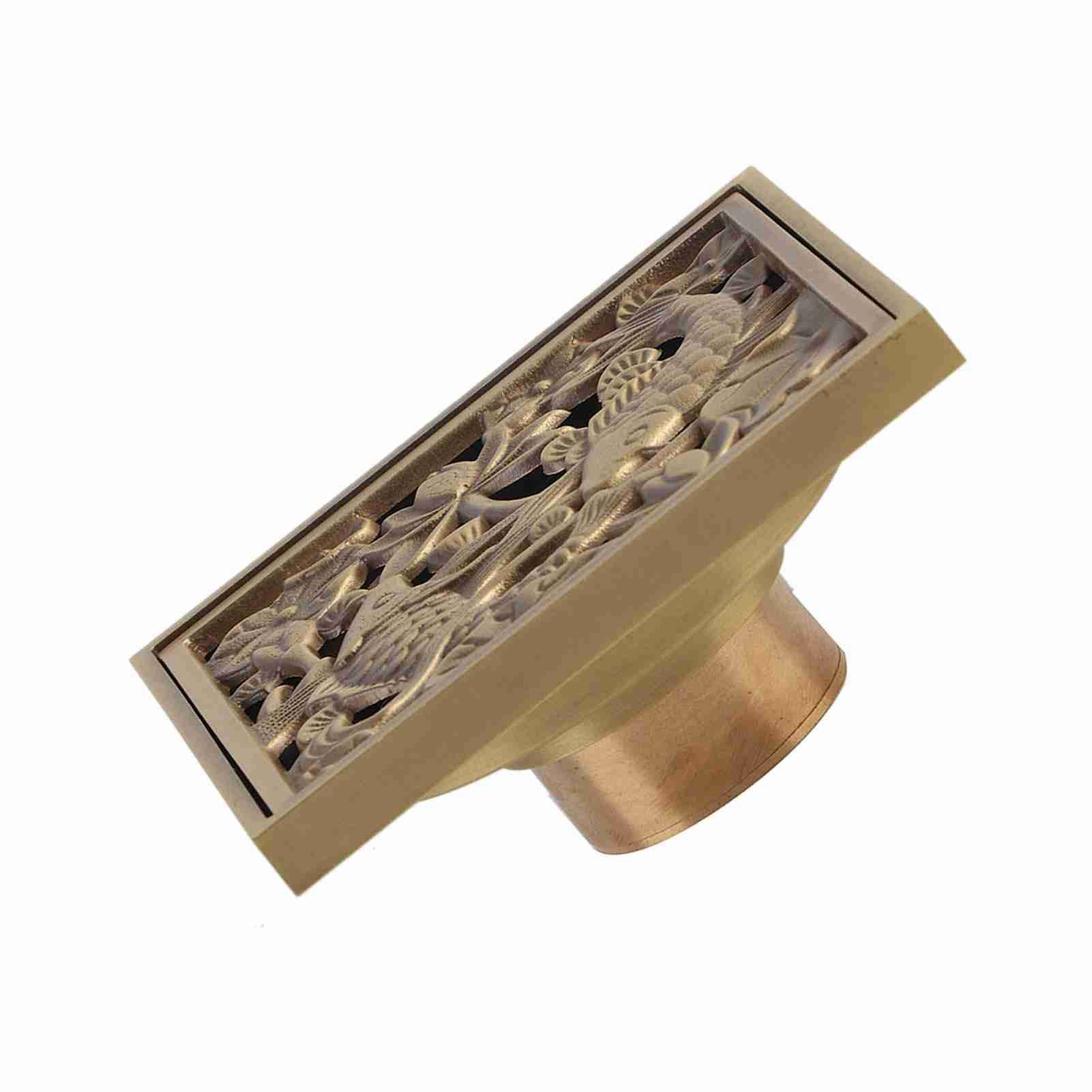 Antique Brass 10cm Shower Floor Drain Bathroom Waste Drain Strainer Cover — image 1