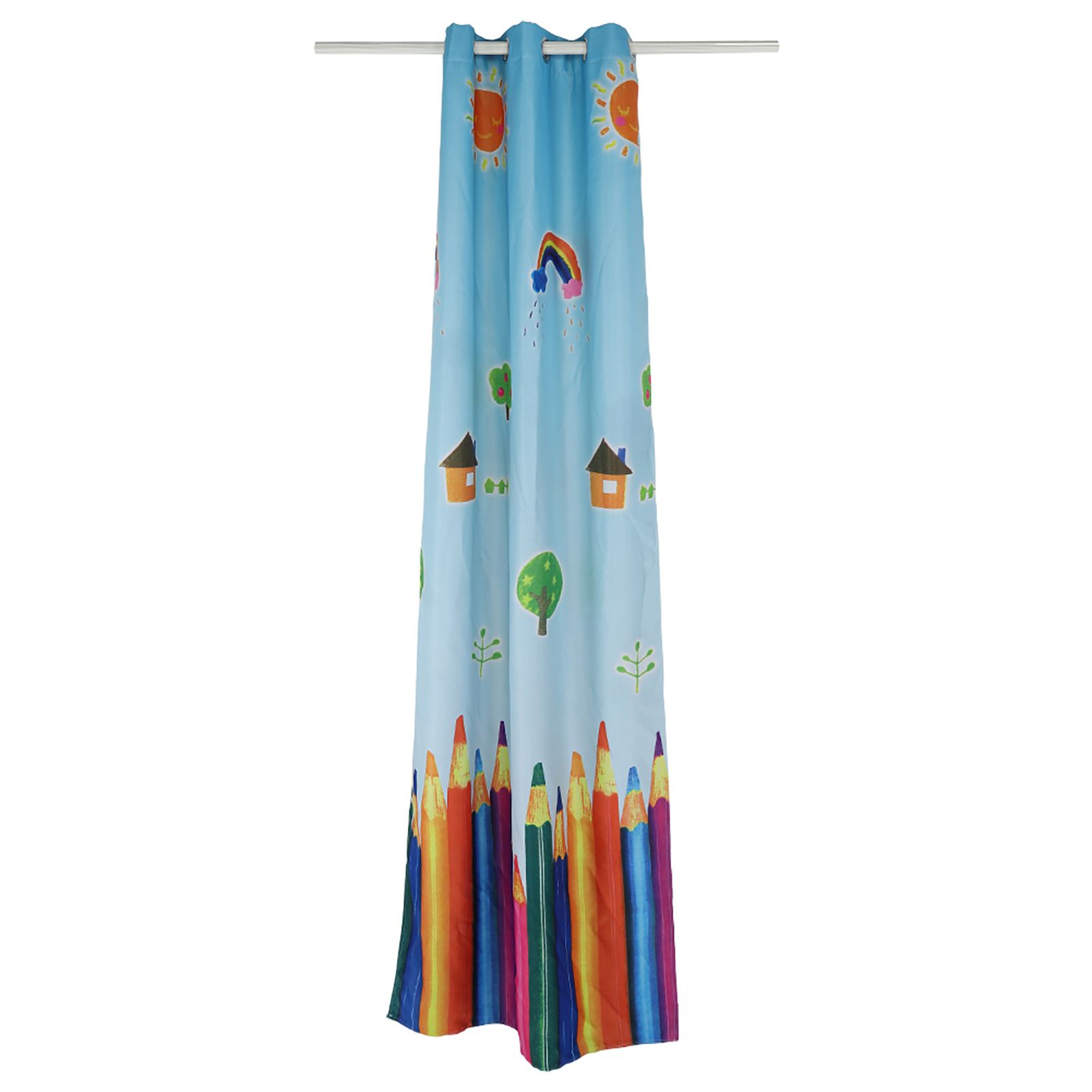 Window Curtain Cartoon Pencils Pattern Sheer Drape Curtain Child Kids Room Bedroom