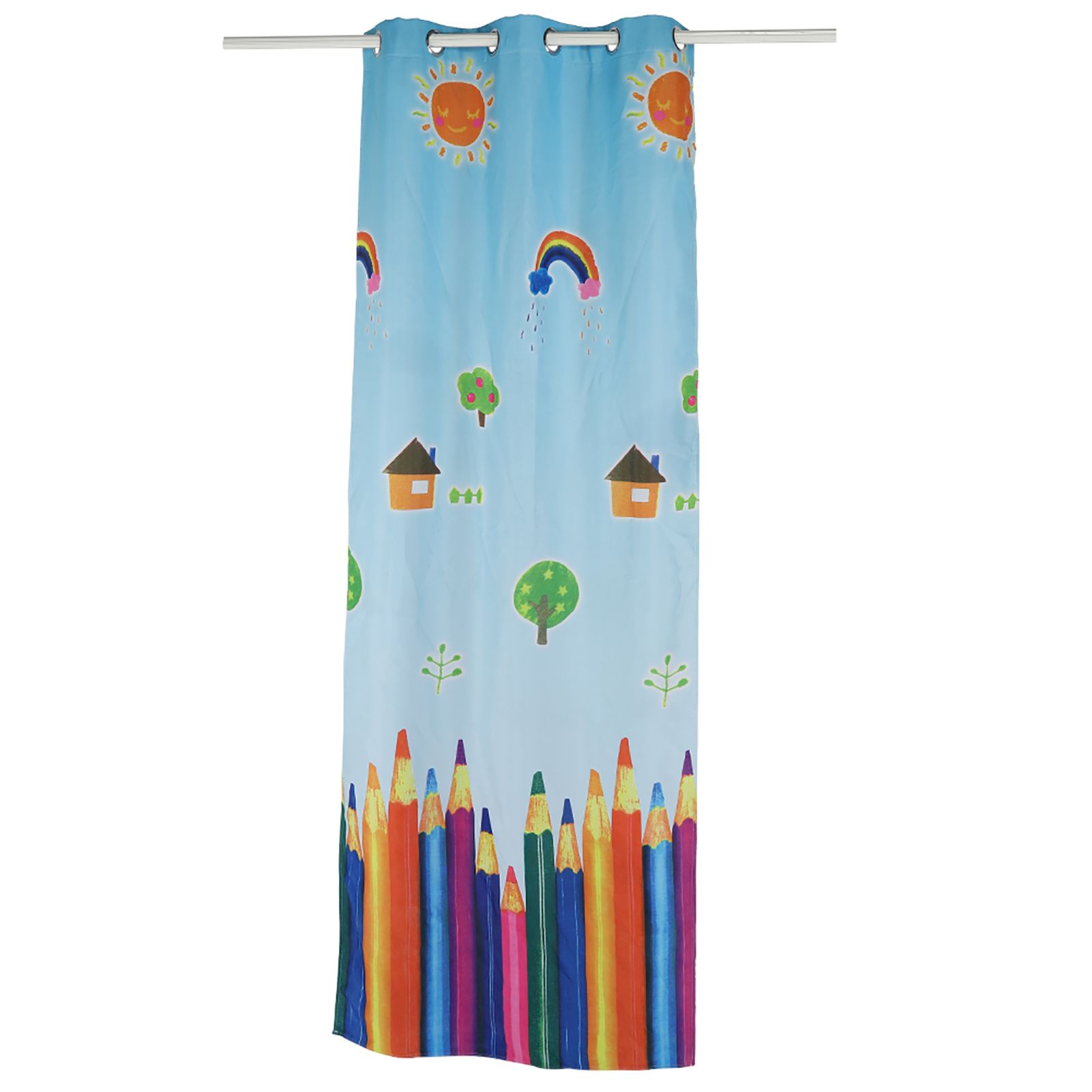 Window Curtain Cartoon Pencils Pattern Sheer Drape Curtain Child Kids Room Bedroom view 2