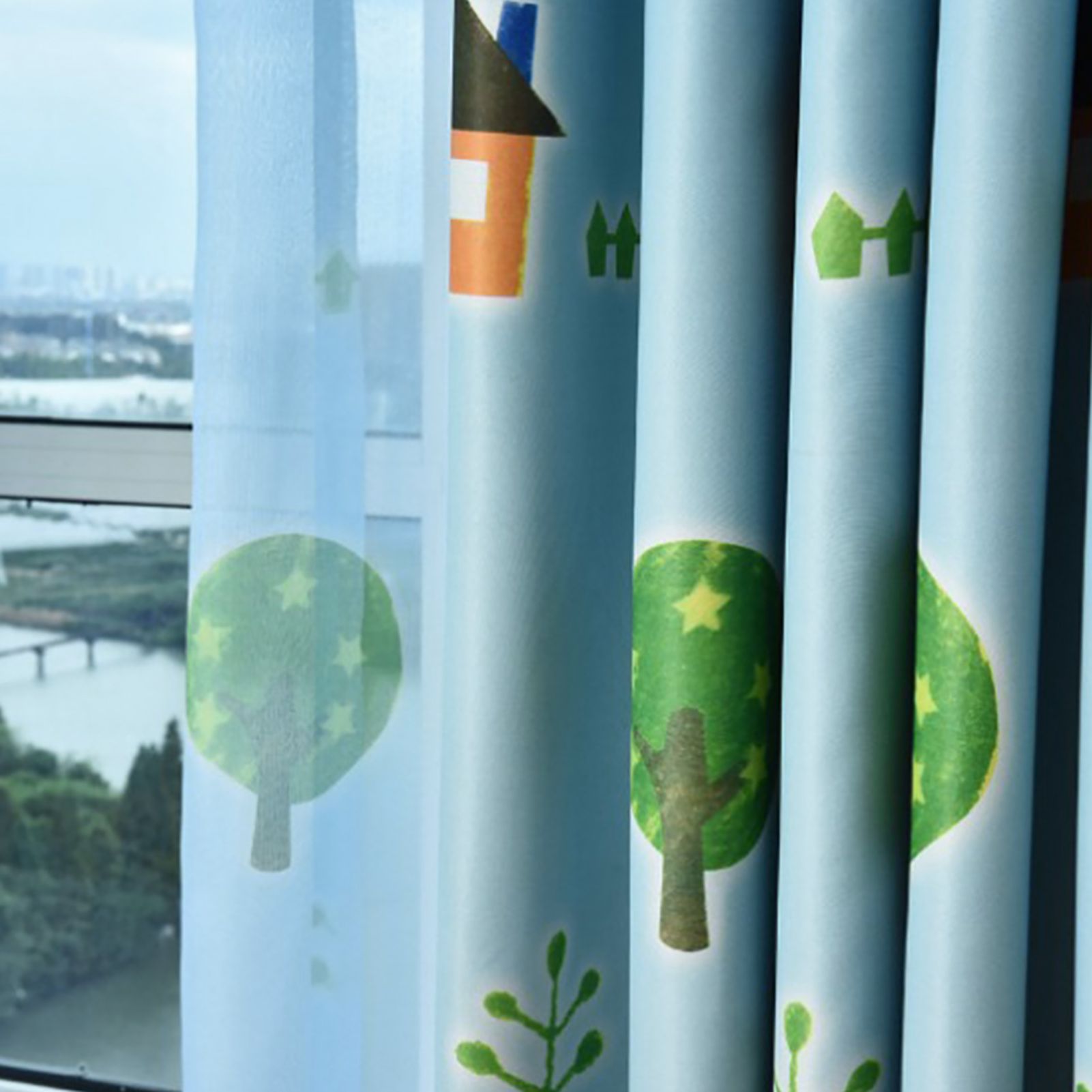 Window Curtain Cartoon Pencils Pattern Sheer Drape Curtain Child Kids Room Bedroom view 6