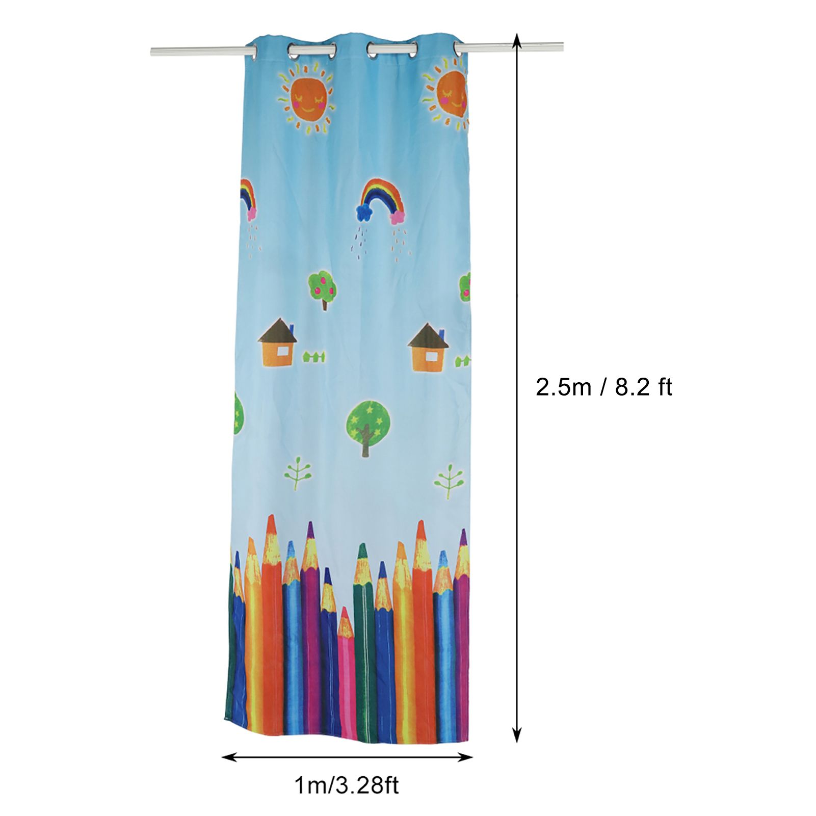 Window Curtain Cartoon Pencils Pattern Sheer Drape Curtain Child Kids Room Bedroom view 12