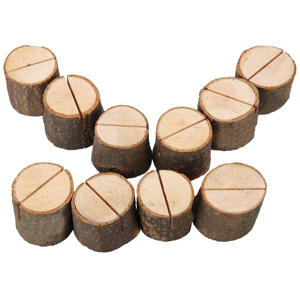10Pcs Stump Shape Wedding Party Place Card Holder Stand Number Table Clip Card view 3