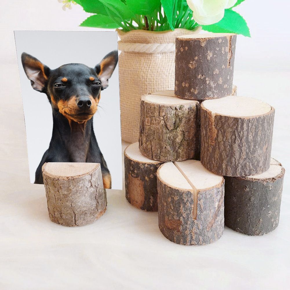 10Pcs Stump Shape Wedding Party Place Card Holder Stand Number Table Clip Card view 4