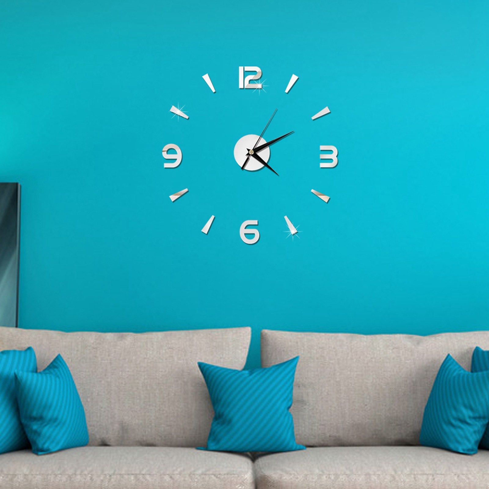 Wall Clock Sticker 1mm Acrylic Mirror Watch Decor DIY Wall Modern Home Office view 3