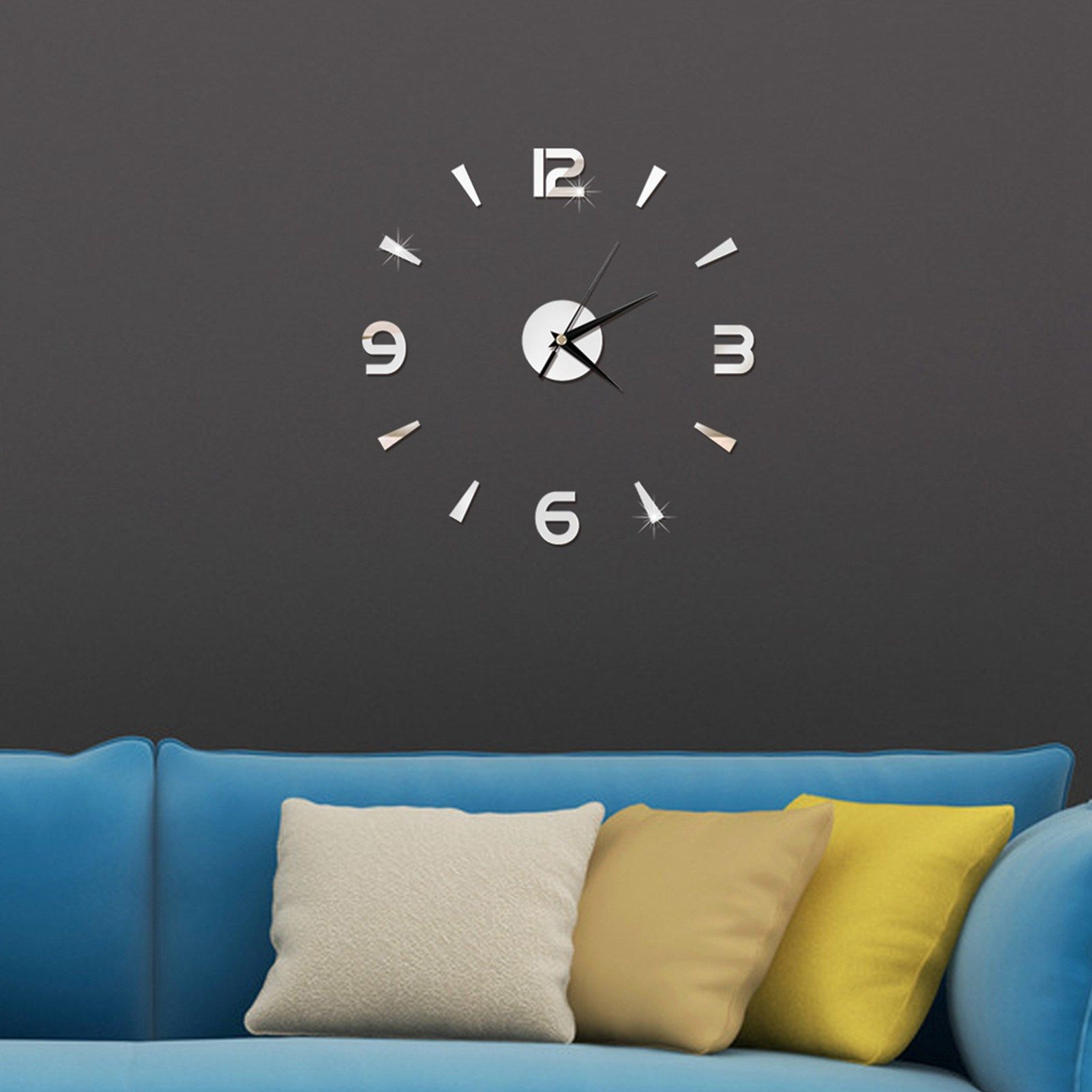 Wall Clock Sticker 1mm Acrylic Mirror Watch Decor DIY Wall Modern Home Office view 5