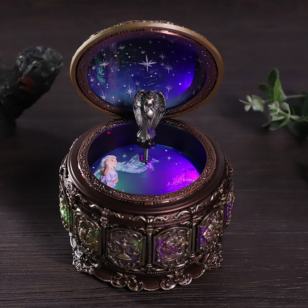 Vintage Music Box with 12 Constellations Rotating Goddess Twinkling LED view 3