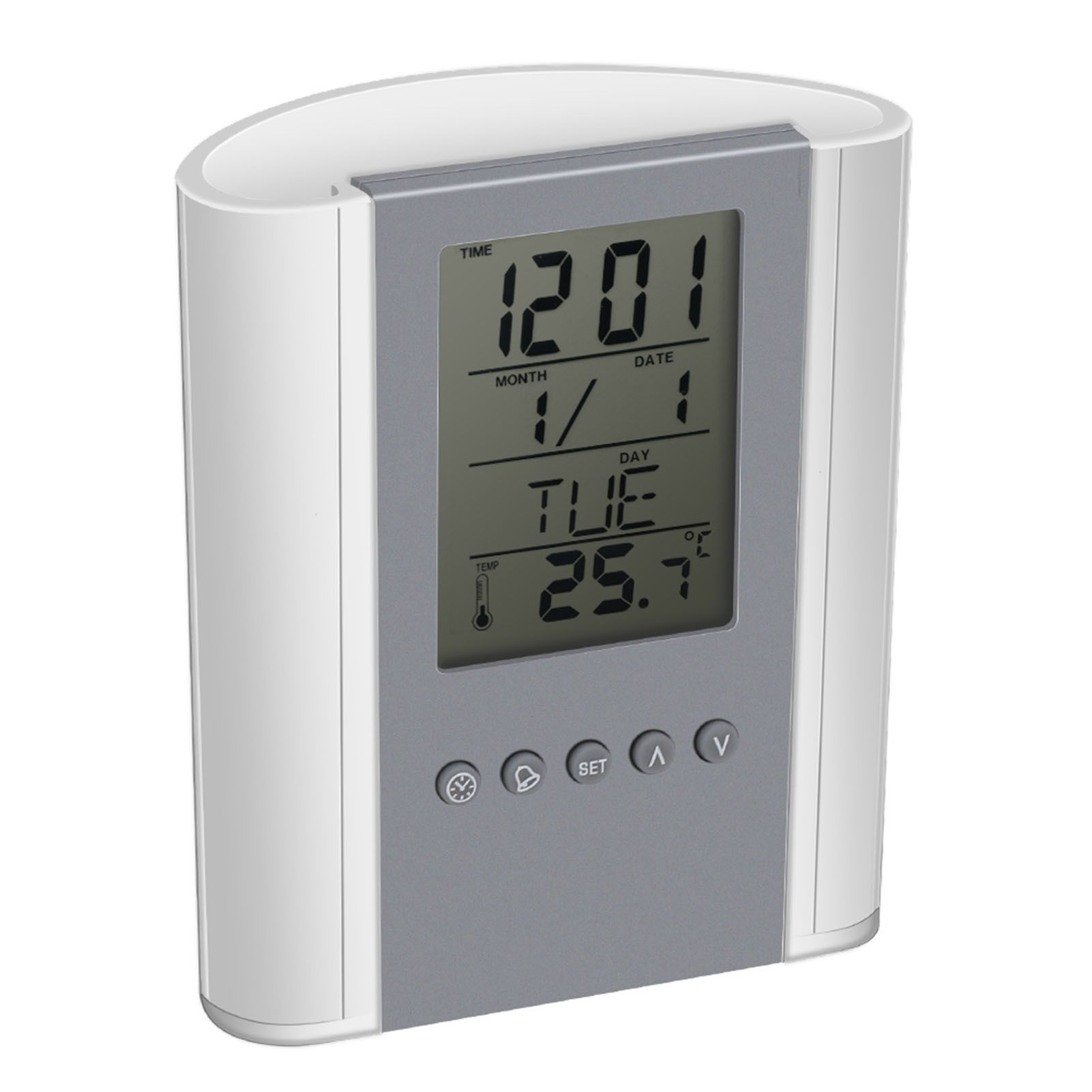 Digital Alarm Clock Temperature Display Table Pencil Holder Case Organizer view 3