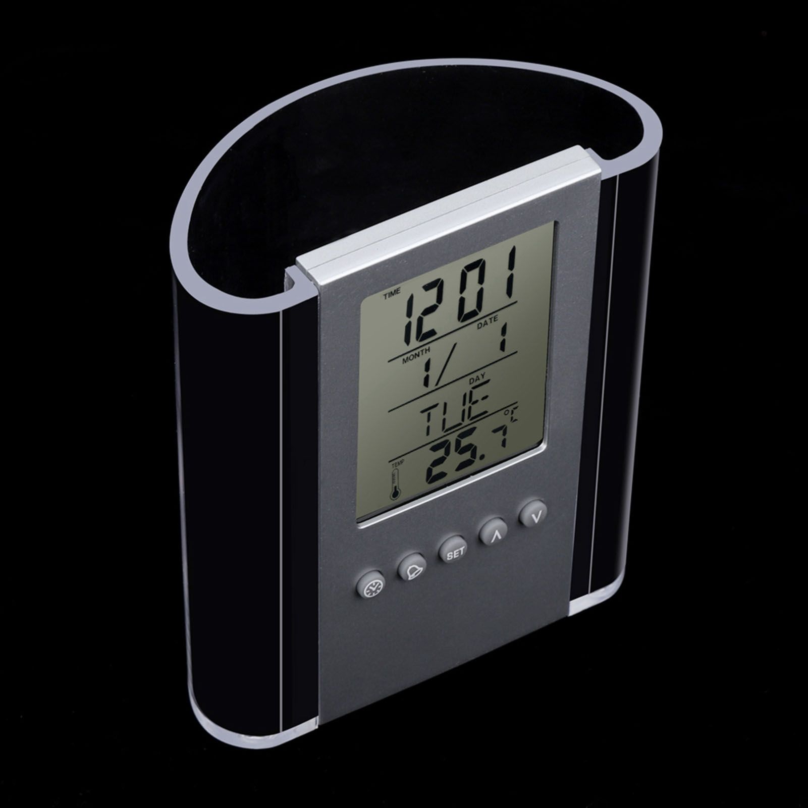 Digital Alarm Clock Temperature Display Table Pencil Holder Case Organizer view 4